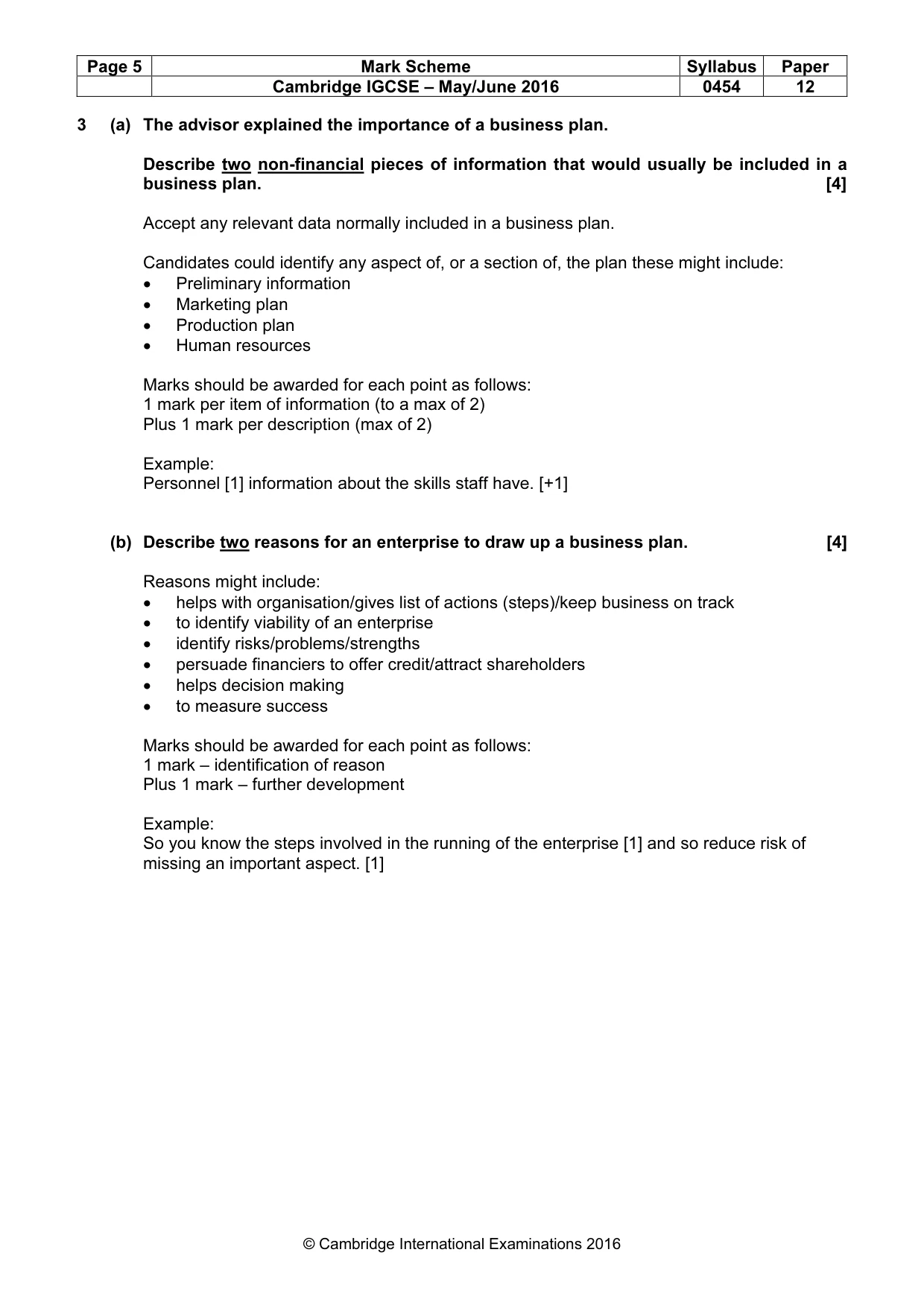 Mark scheme, page 5 of 11
