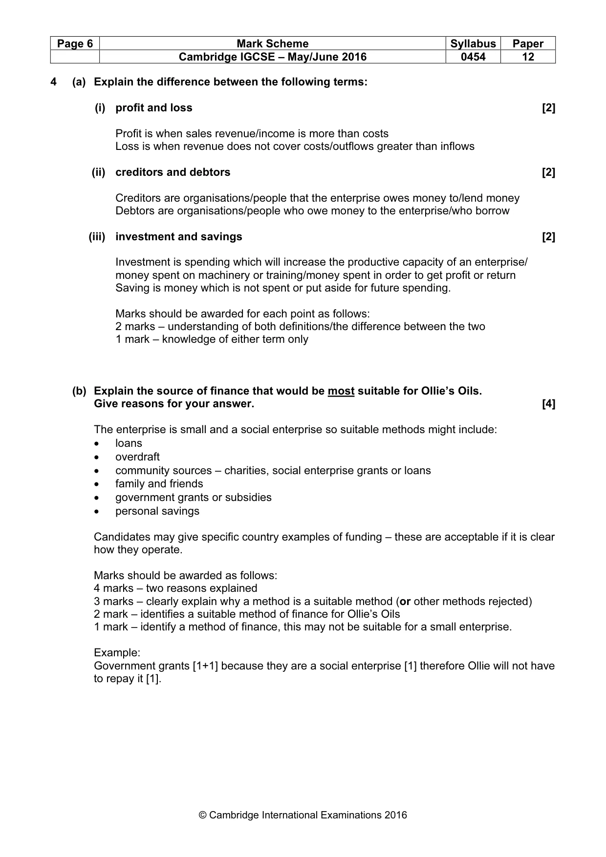 Mark scheme, page 6 of 11