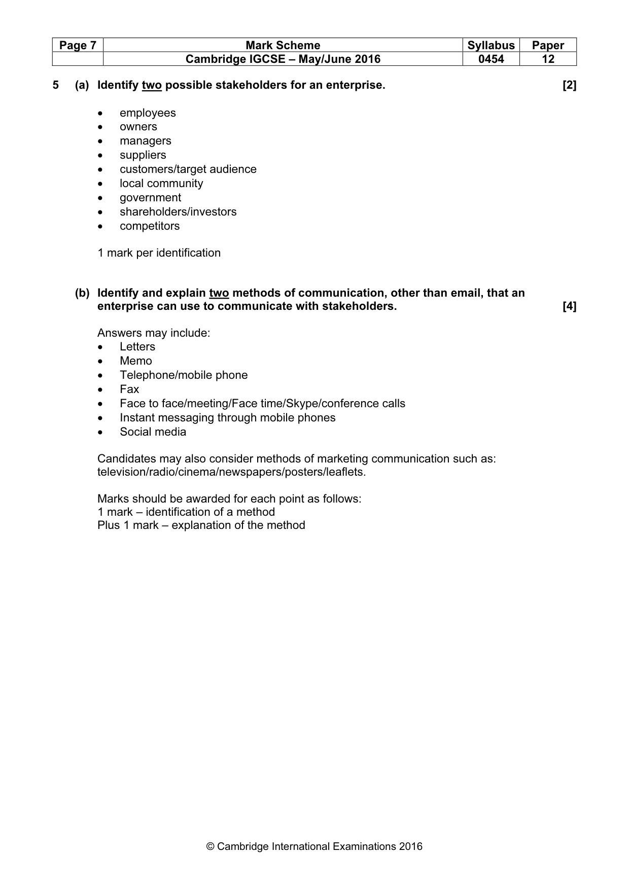 Mark scheme, page 7 of 11