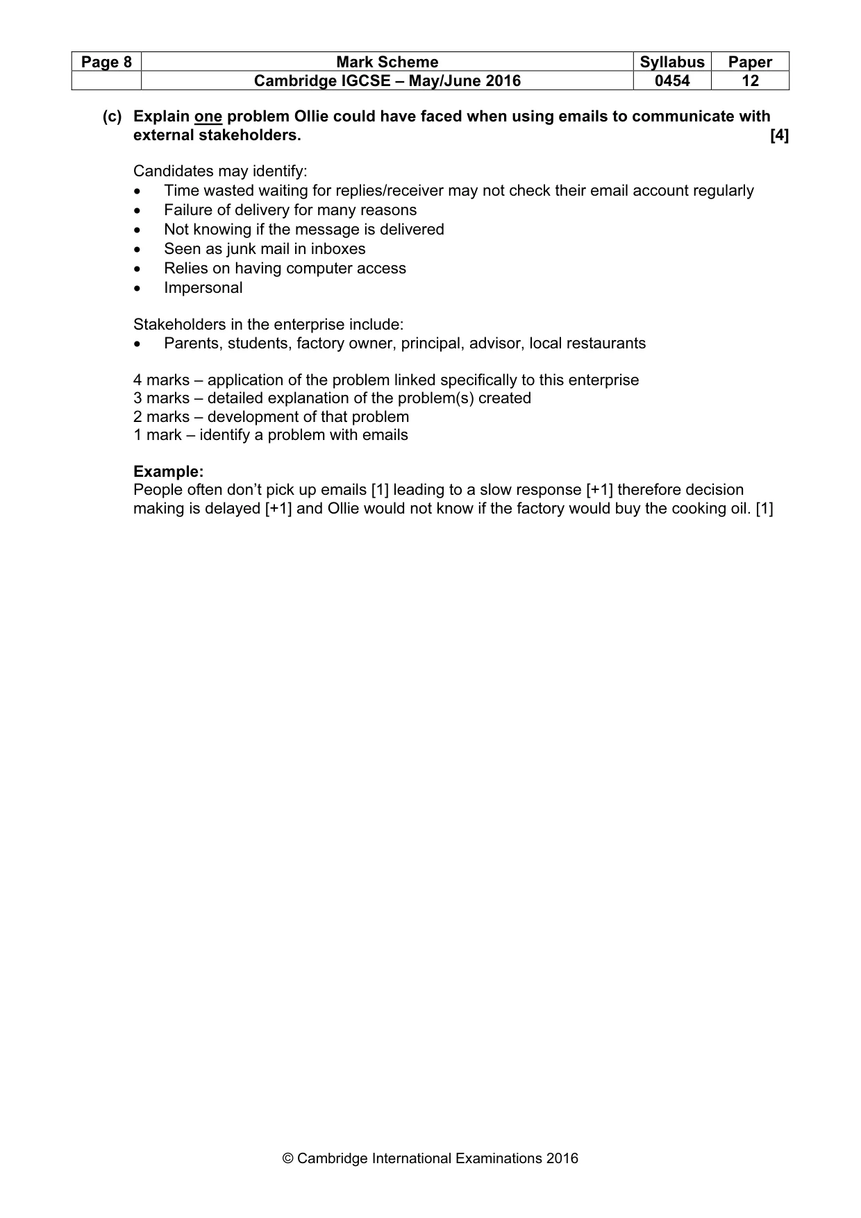 Mark scheme, page 8 of 11