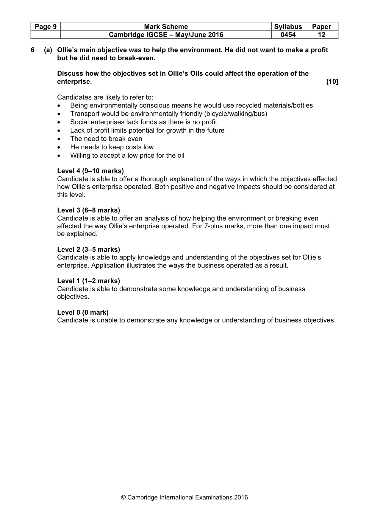 Mark scheme, page 9 of 11