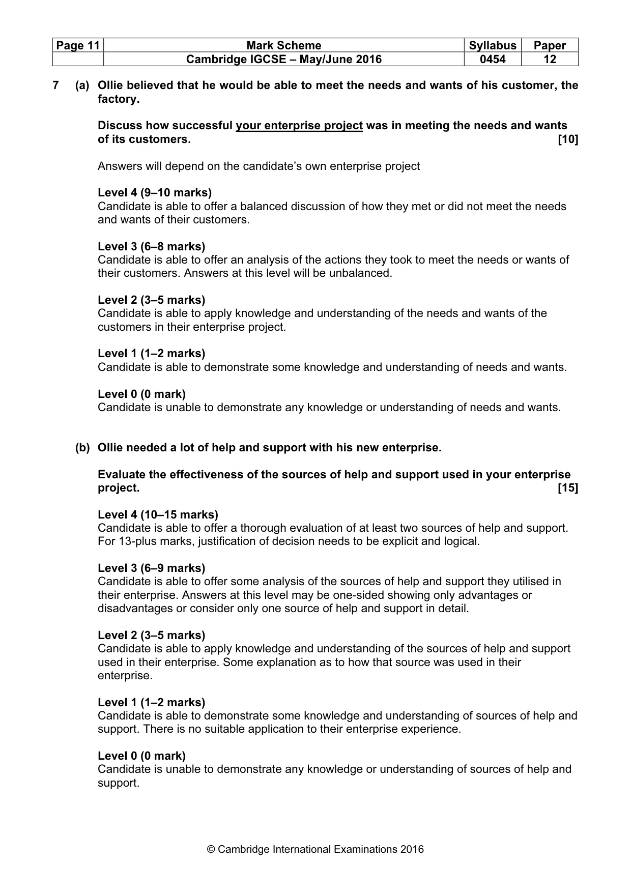 Mark scheme, page 11 of 11