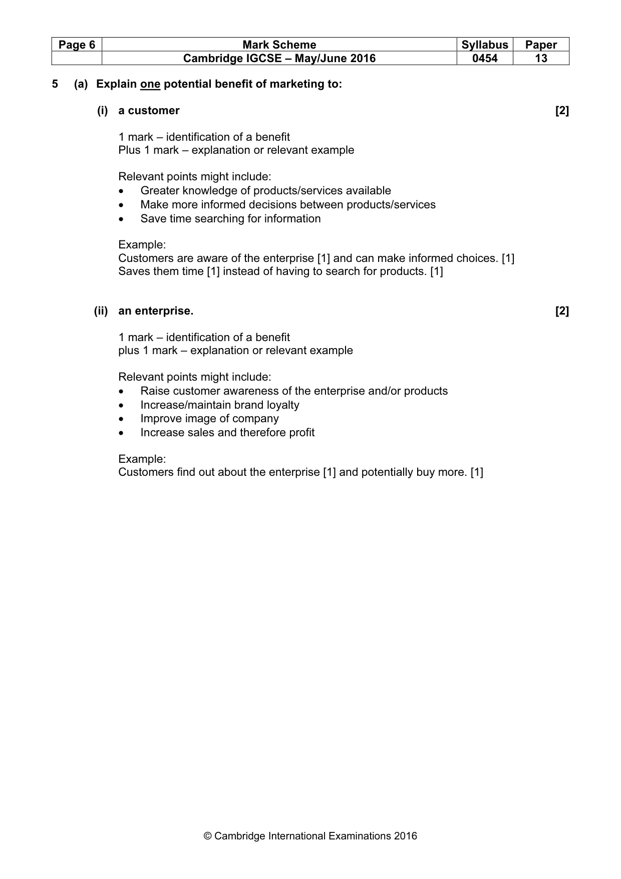 Mark scheme, page 6 of 11