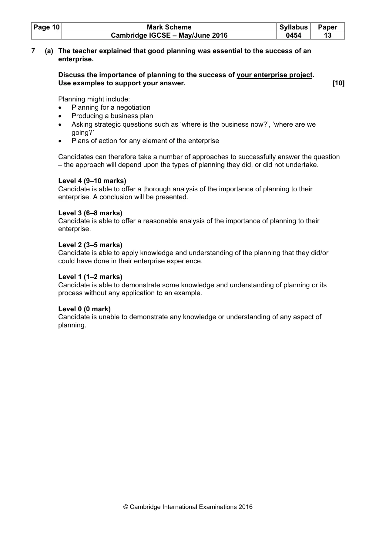 Mark scheme, page 10 of 11