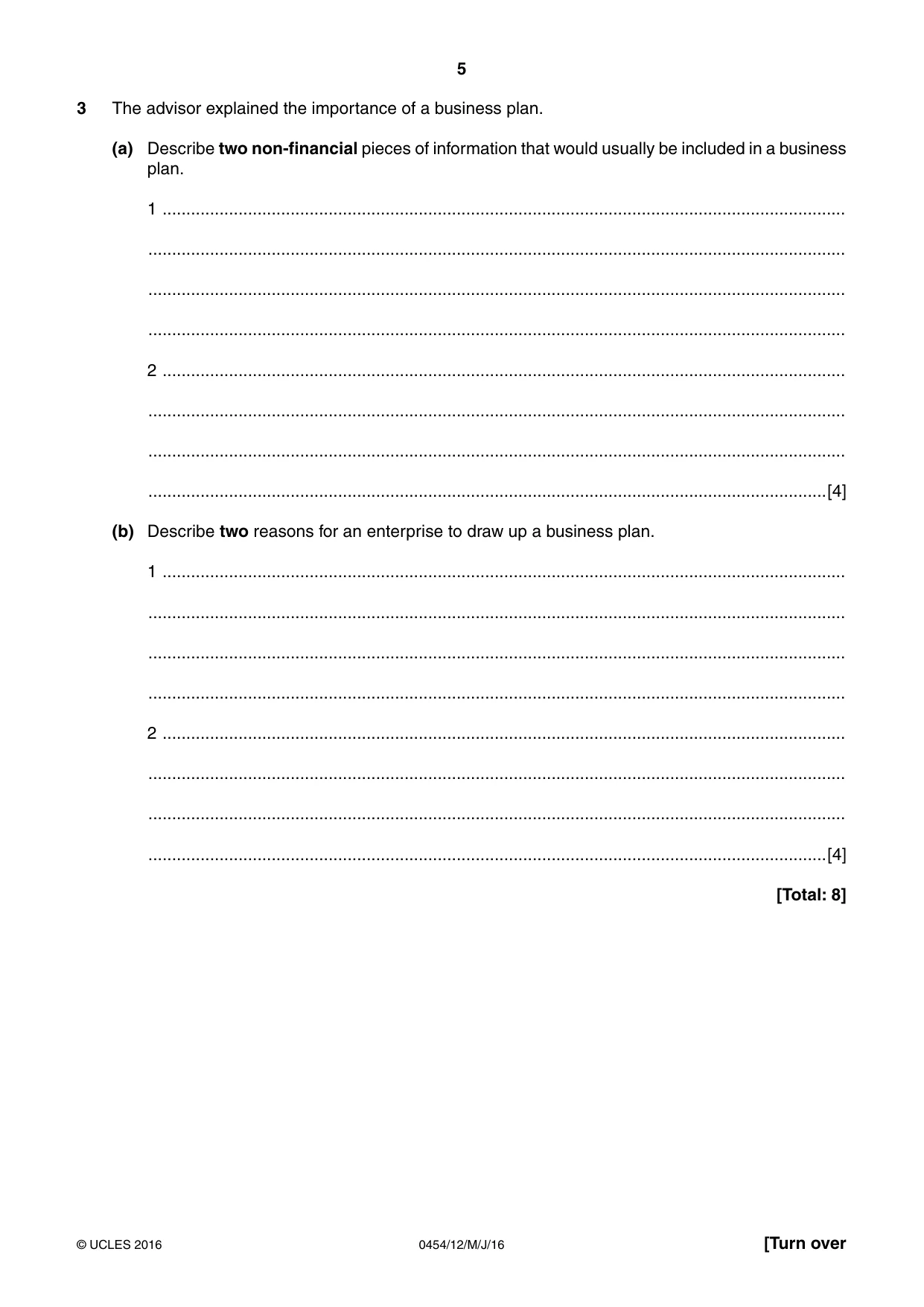 Cambridge IGCSE Enterprise 0454 2016 May/June Paper 1 · Variant 2 question paper, page 5 of 16