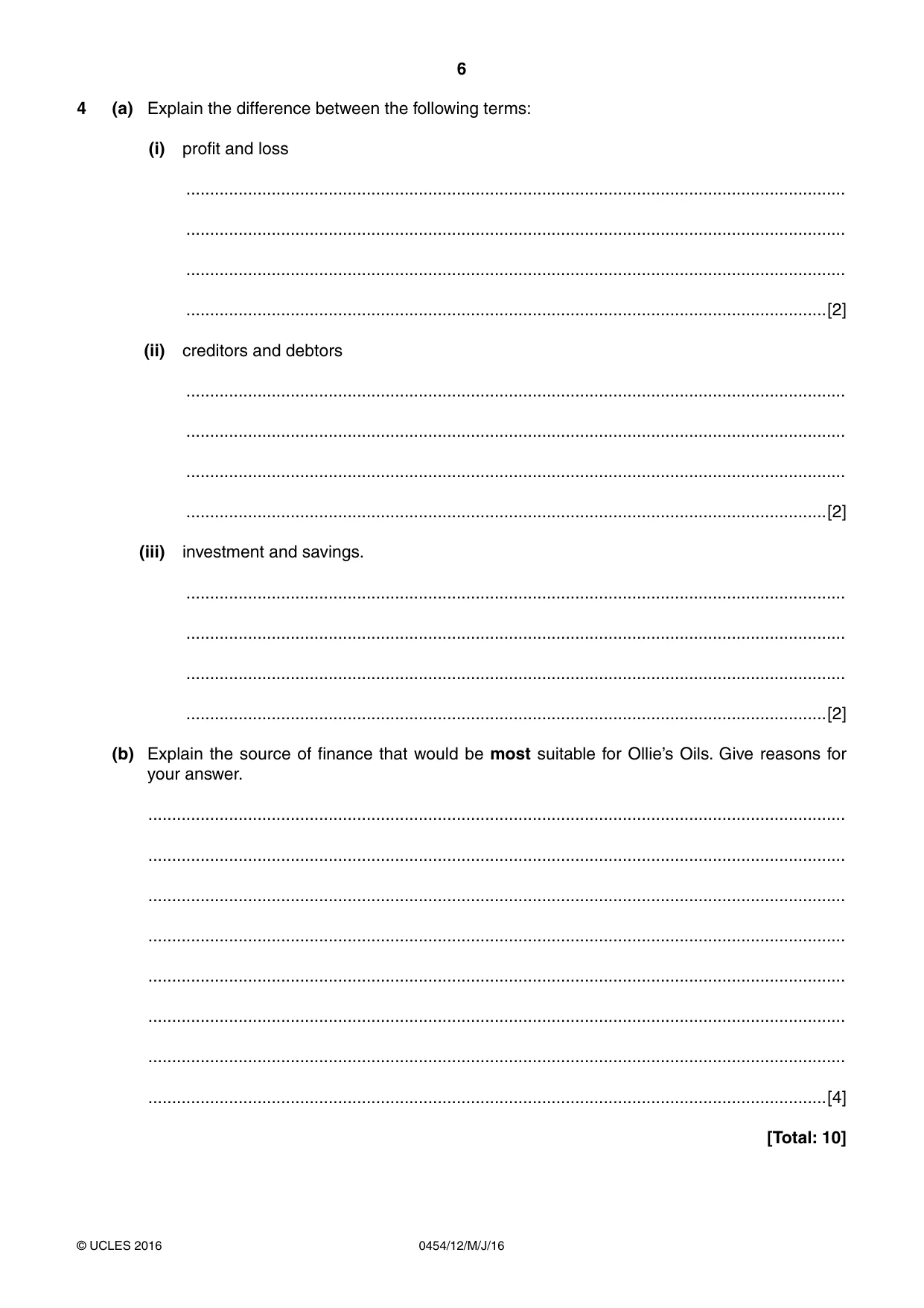 Cambridge IGCSE Enterprise 0454 2016 May/June Paper 1 · Variant 2 question paper, page 6 of 16