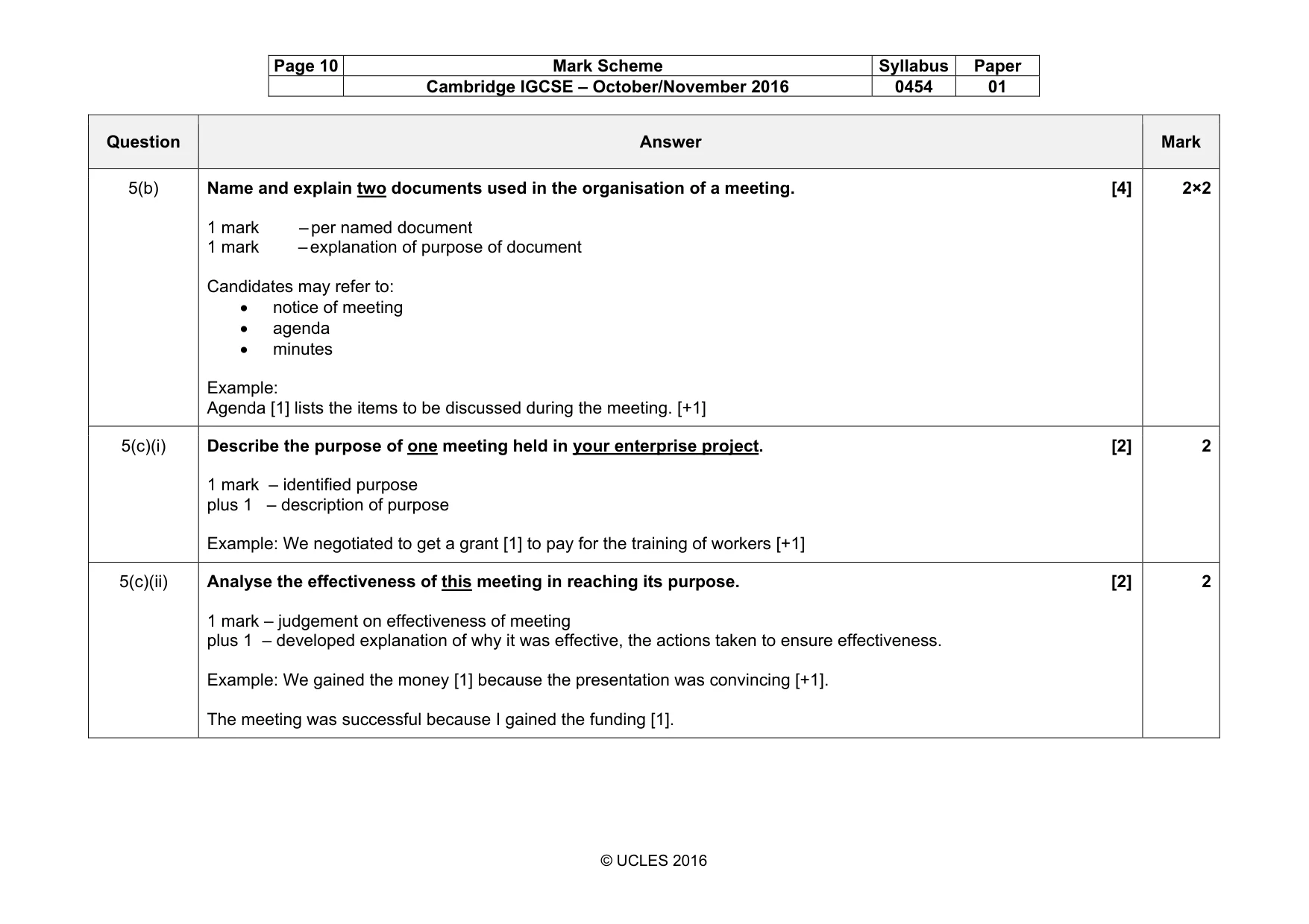 Mark scheme, page 10 of 14