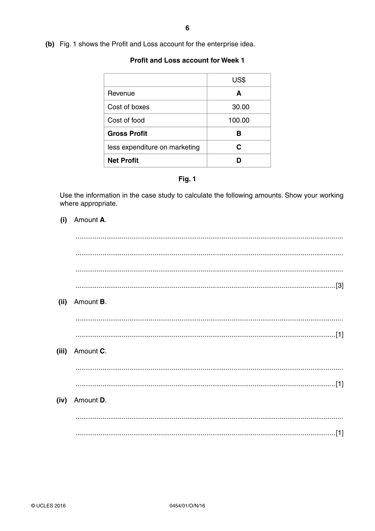 Cambridge IGCSE Enterprise 0454 2016 Oct/Nov Paper 1 · Variant 1 question paper, page 6 of 16