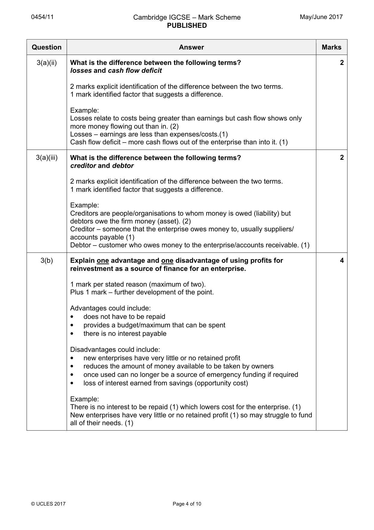 Mark scheme, page 4 of 10