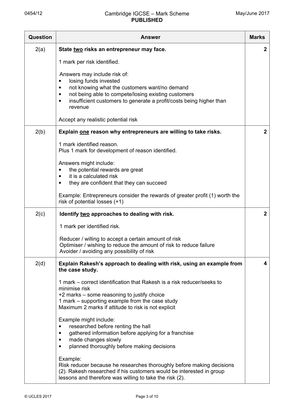 Mark scheme, page 3 of 10