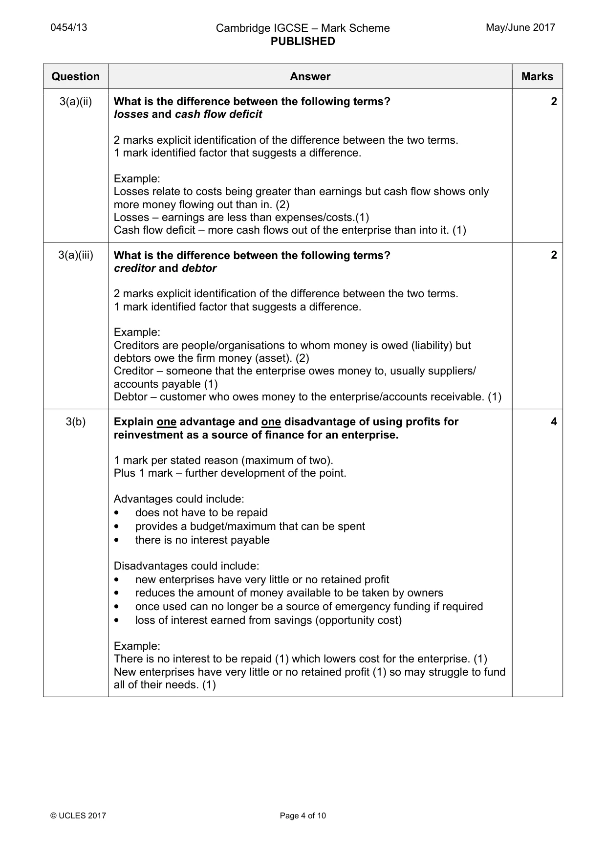 Mark scheme, page 4 of 10
