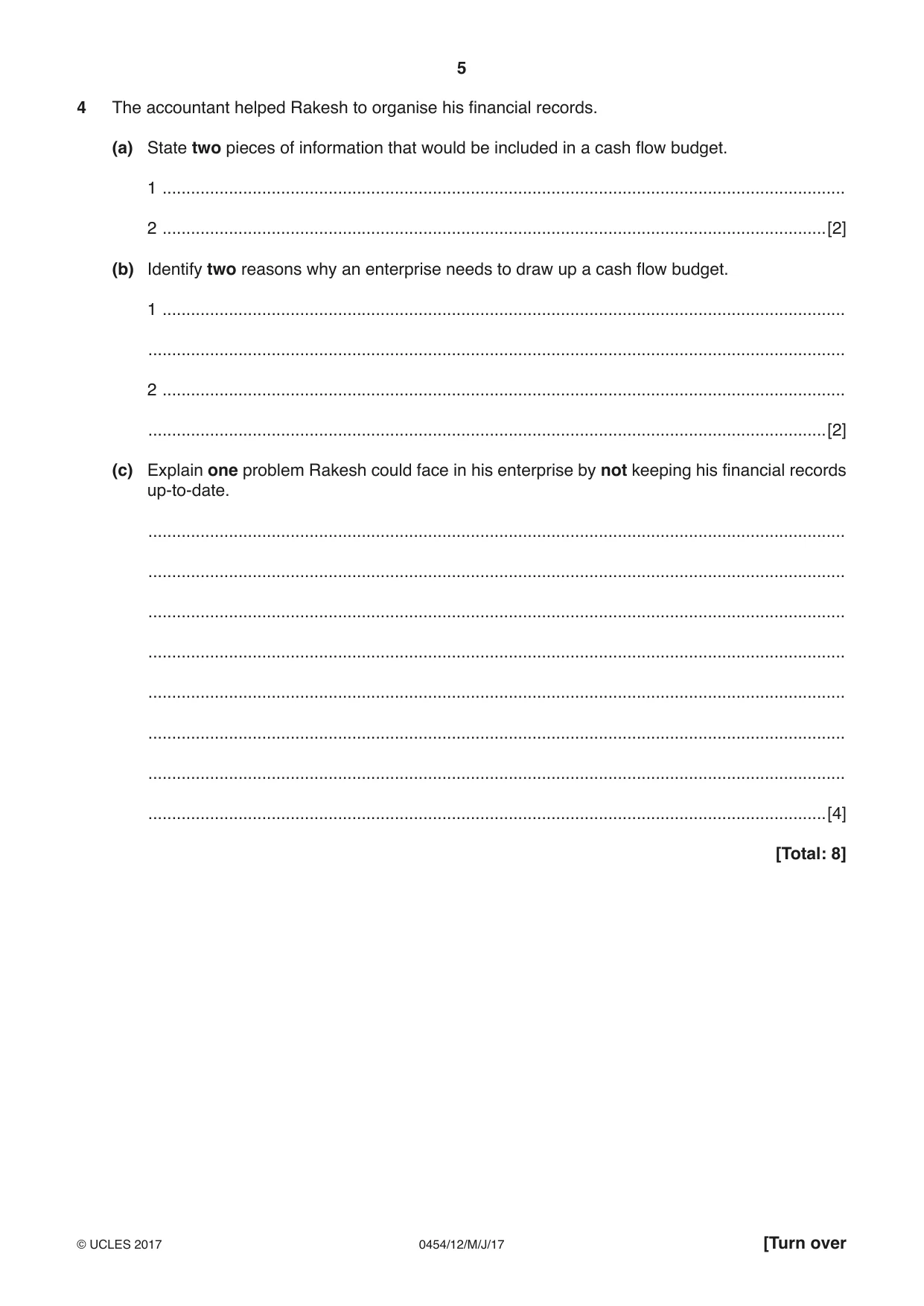 Cambridge IGCSE Enterprise 0454 2017 May/June Paper 1 · Variant 2 question paper, page 5 of 16