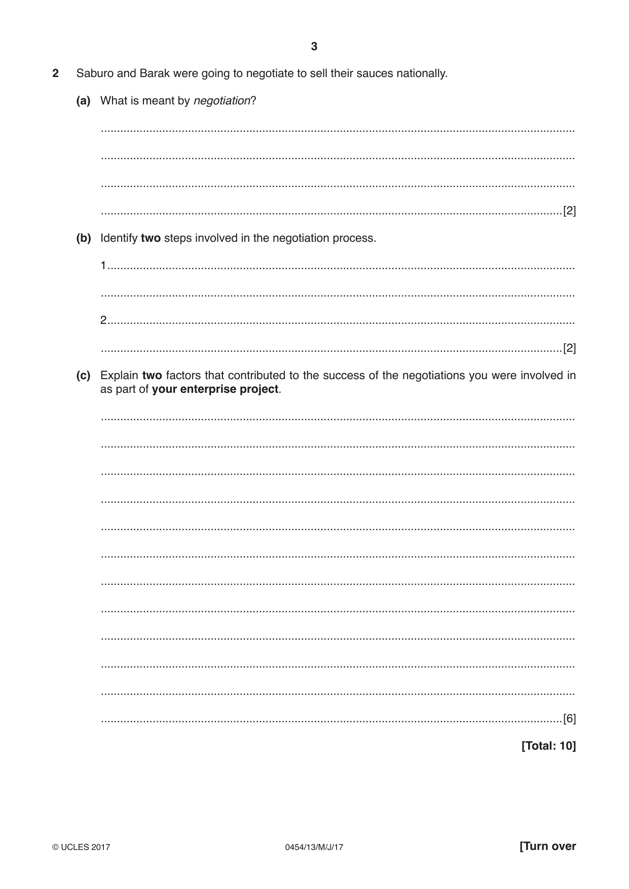 Cambridge IGCSE Enterprise 0454 2017 May/June Paper 1 · Variant 3 question paper, page 3 of 16