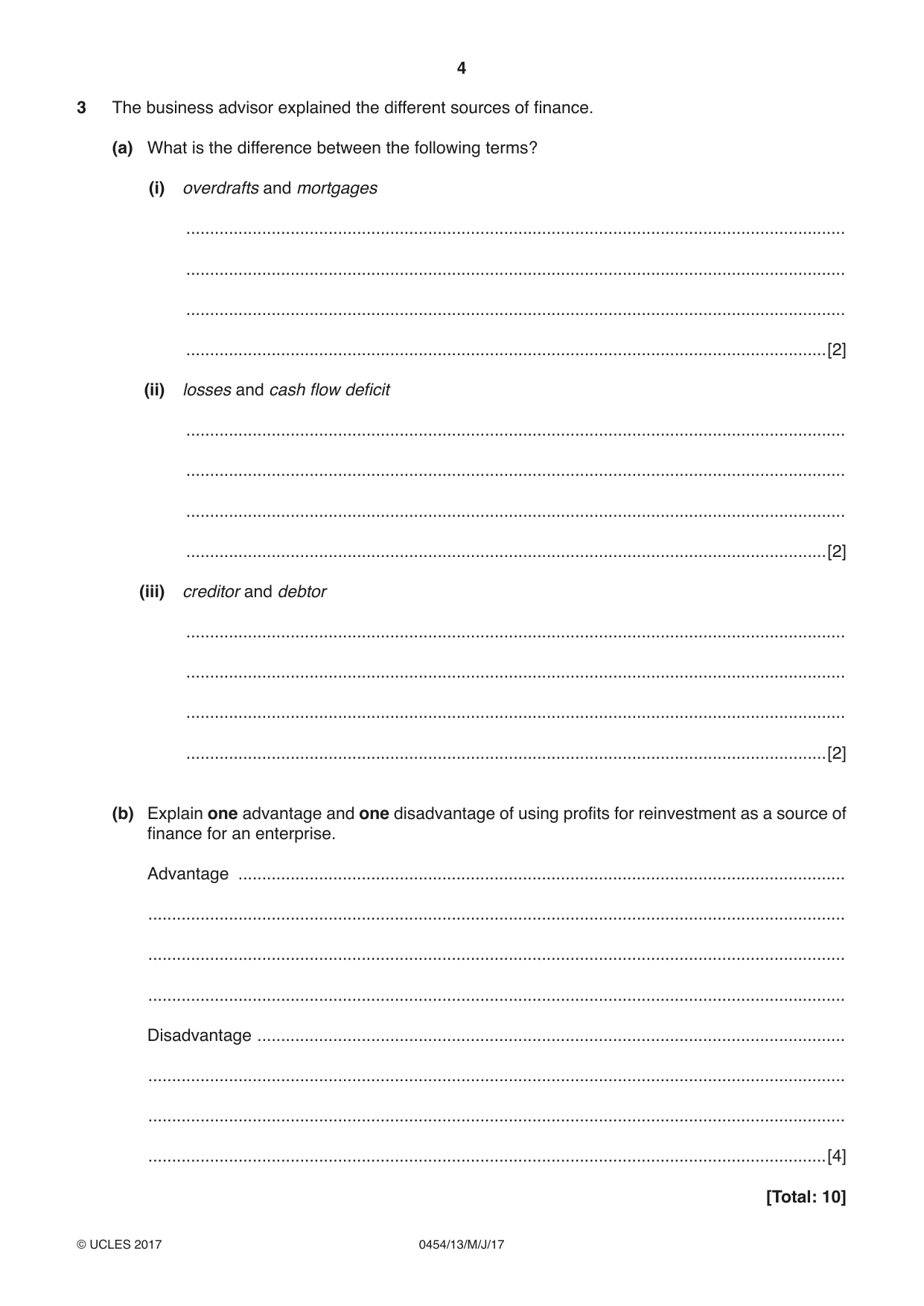 Cambridge IGCSE Enterprise 0454 2017 May/June Paper 1 · Variant 3 question paper, page 4 of 16