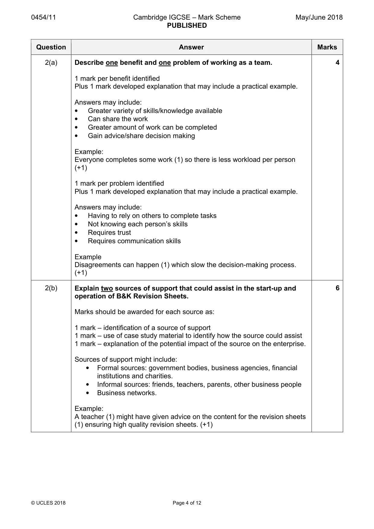 Mark scheme, page 4 of 12