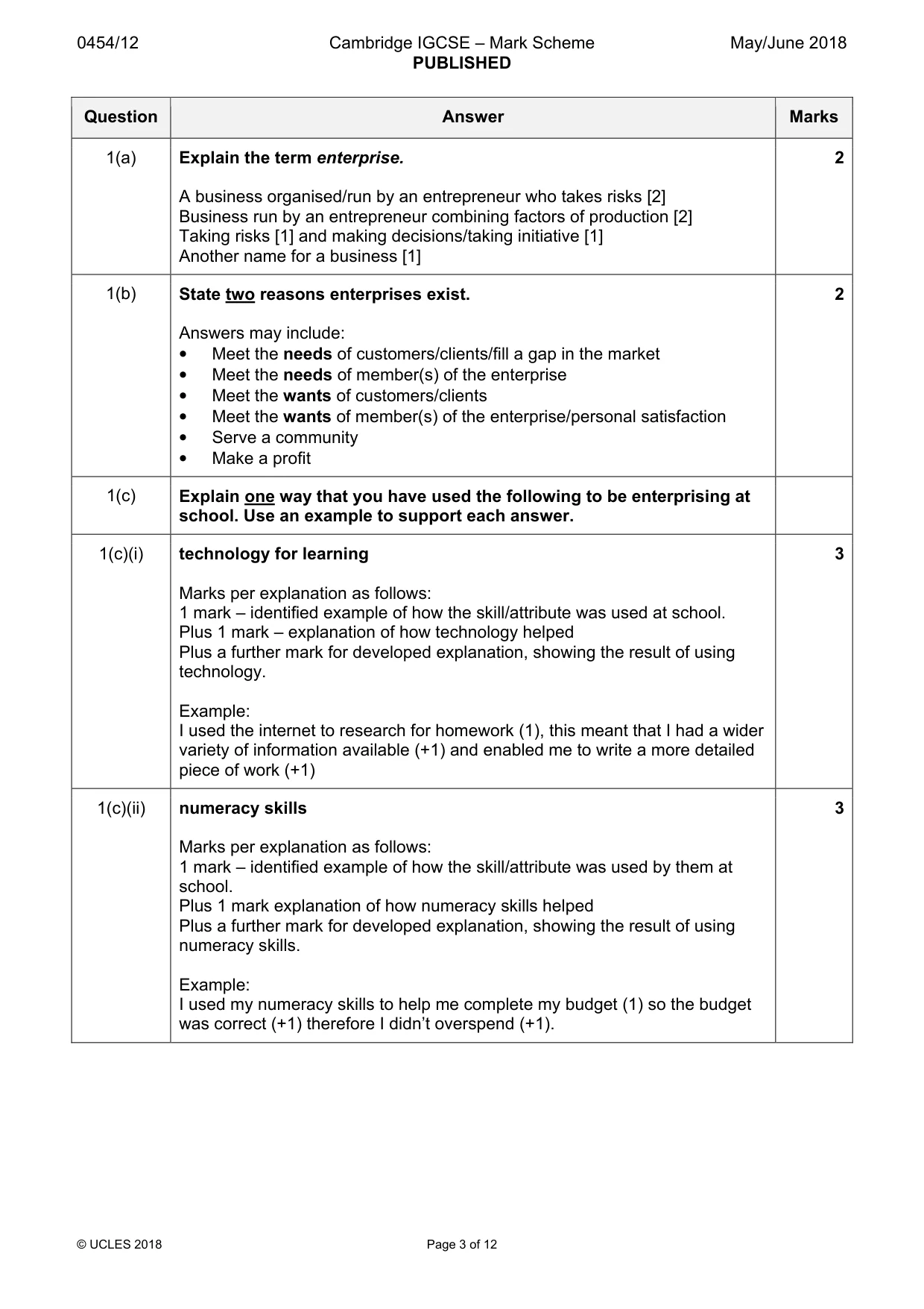 Mark scheme, page 3 of 12