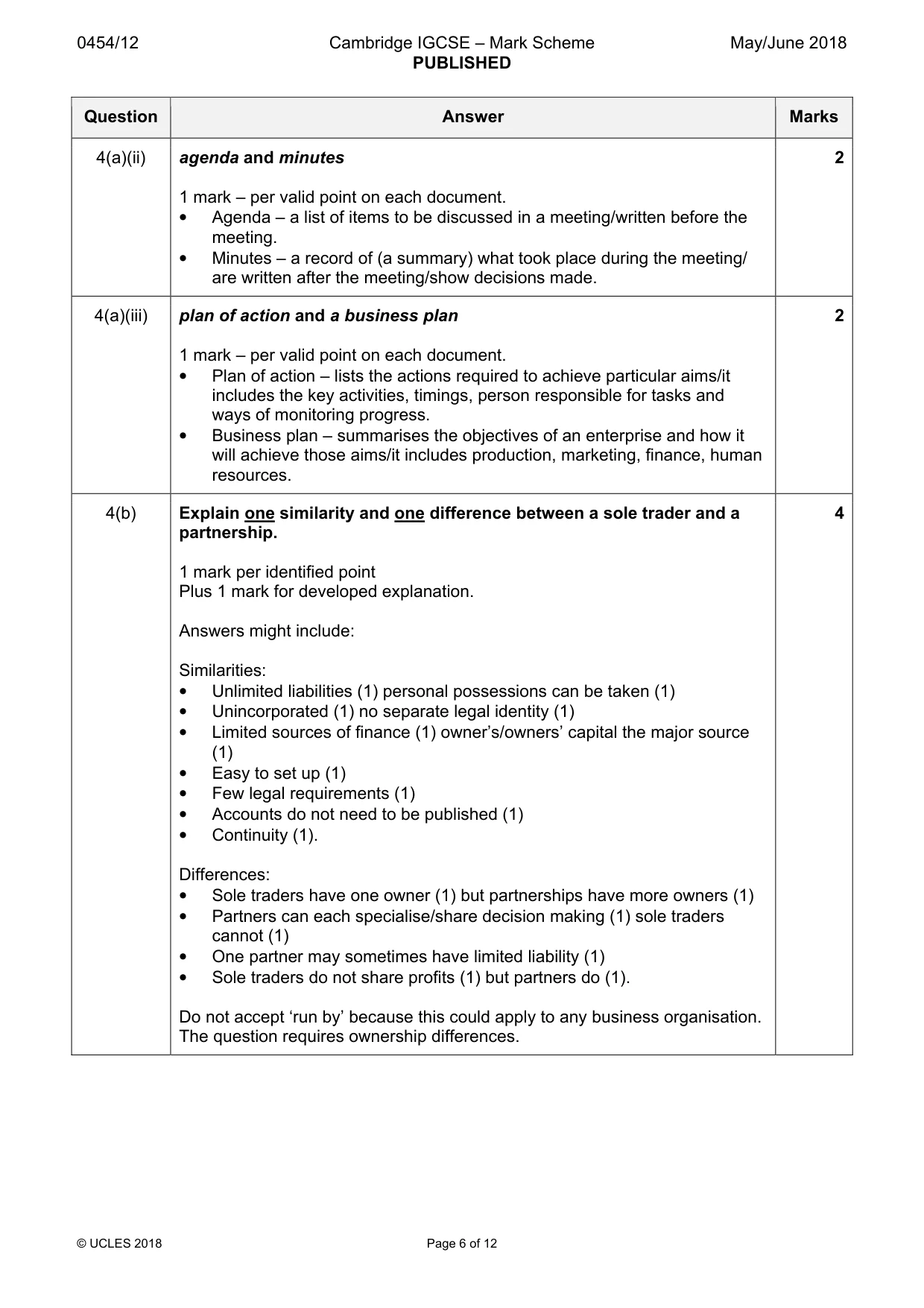 Mark scheme, page 6 of 12