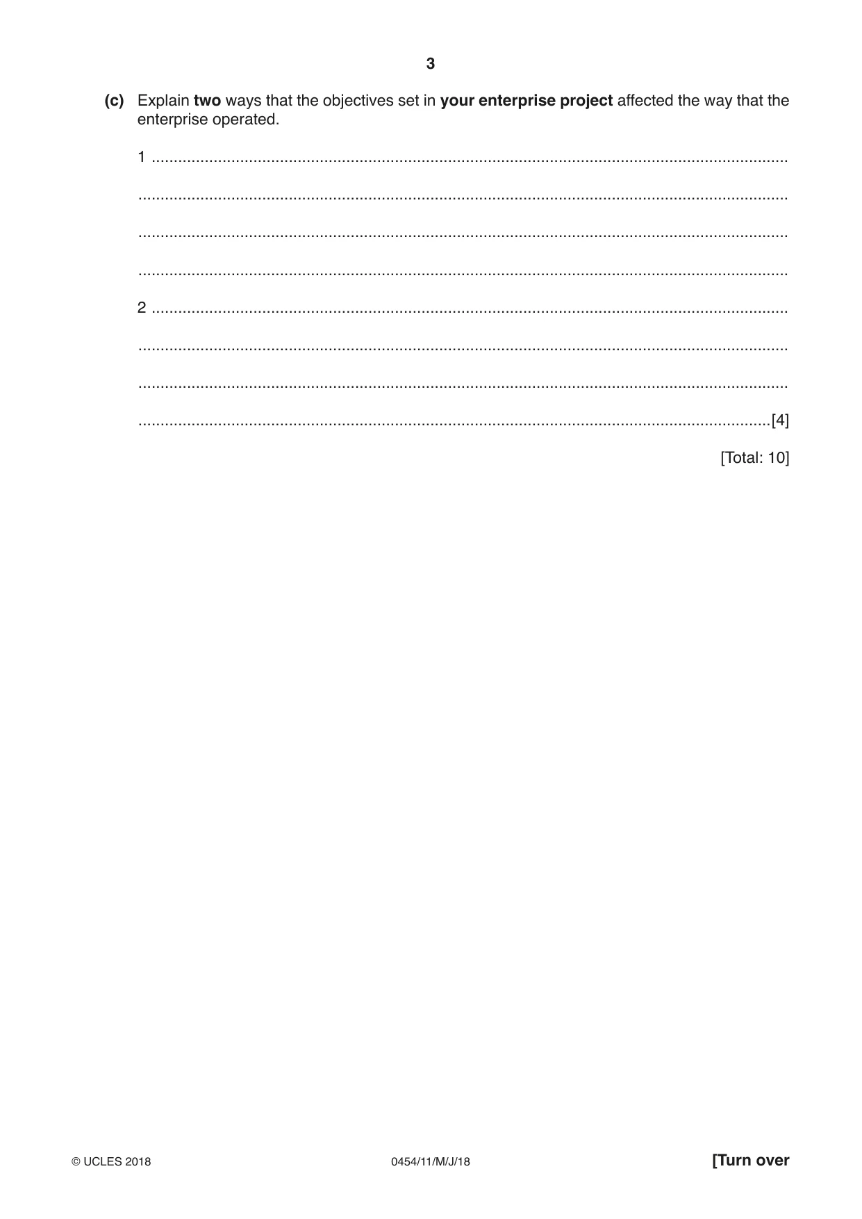 Cambridge IGCSE Enterprise 0454 2018 May/June Paper 1 · Variant 1 question paper, page 3 of 16