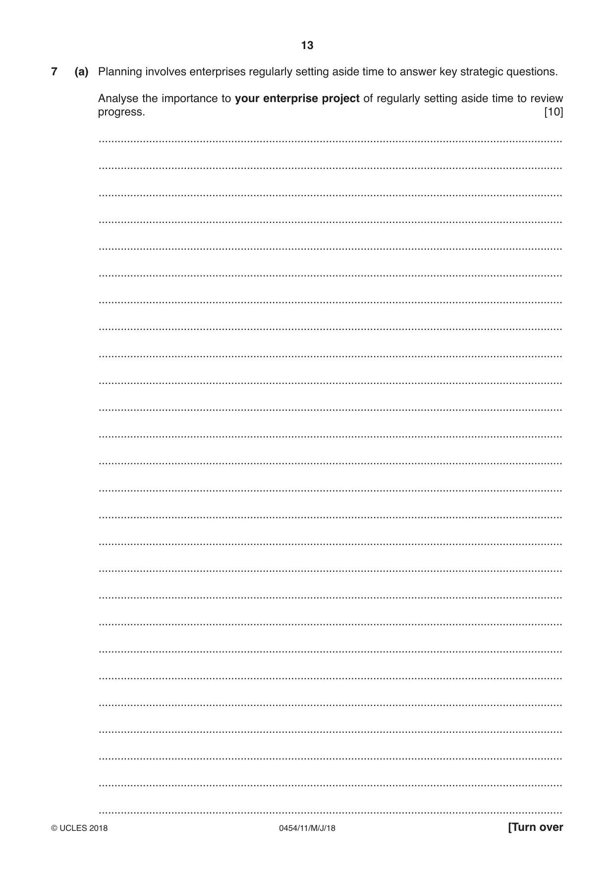 Cambridge IGCSE Enterprise 0454 2018 May/June Paper 1 · Variant 1 question paper, page 13 of 16