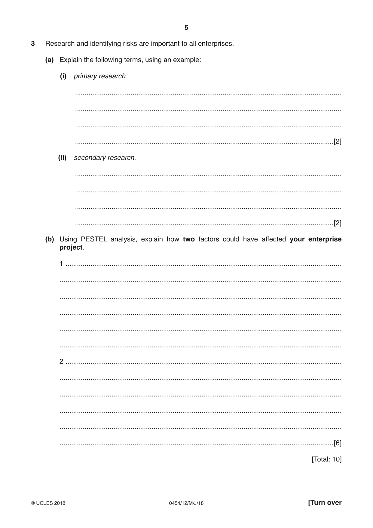 Cambridge IGCSE Enterprise 0454 2018 May/June Paper 1 · Variant 2 question paper, page 5 of 16