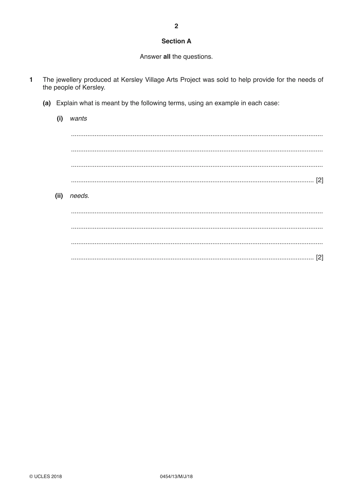 Cambridge IGCSE Enterprise 0454 2018 May/June Paper 1 · Variant 3 question paper, page 2 of 16