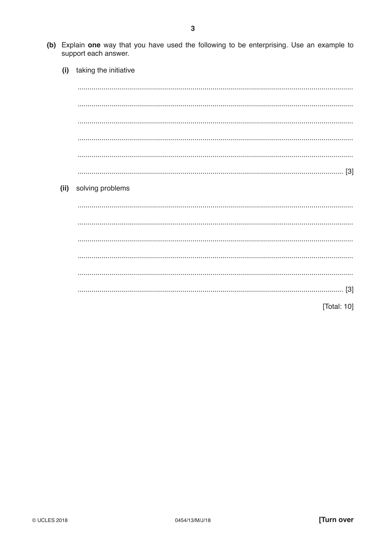 Cambridge IGCSE Enterprise 0454 2018 May/June Paper 1 · Variant 3 question paper, page 3 of 16