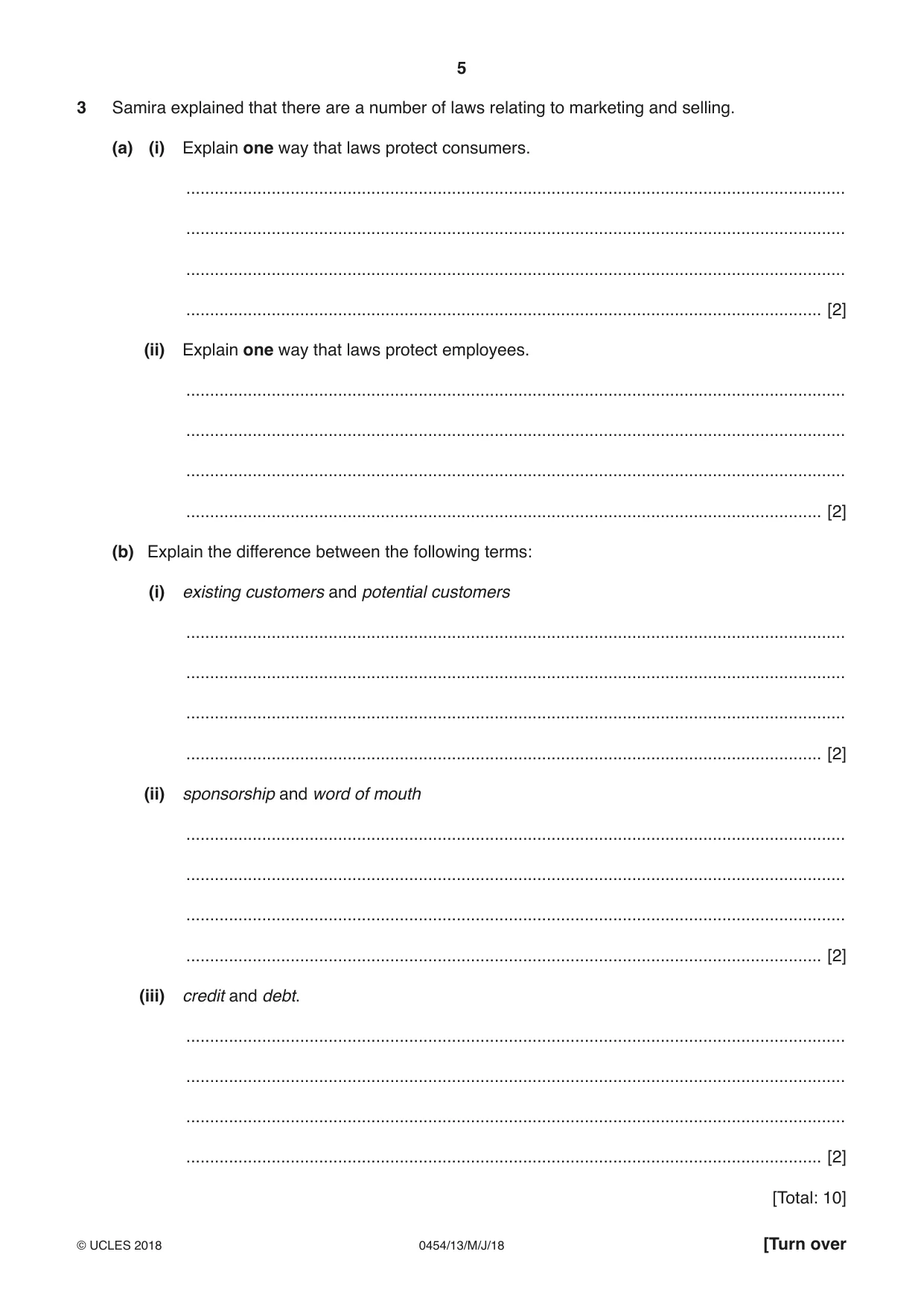 Cambridge IGCSE Enterprise 0454 2018 May/June Paper 1 · Variant 3 question paper, page 5 of 16