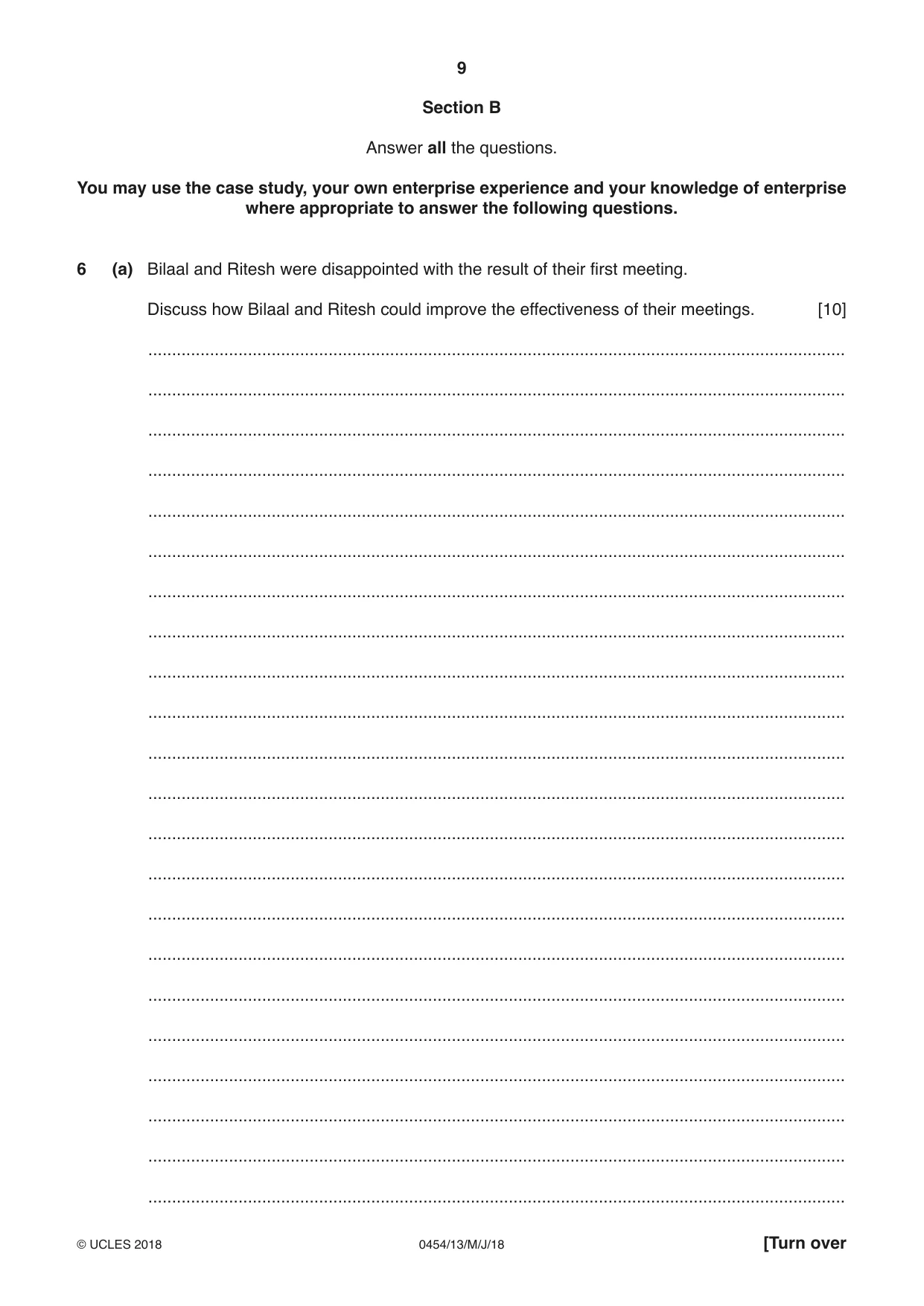 Cambridge IGCSE Enterprise 0454 2018 May/June Paper 1 · Variant 3 question paper, page 9 of 16