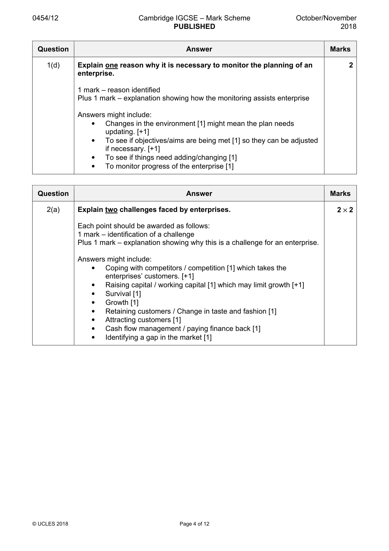 Mark scheme, page 4 of 12
