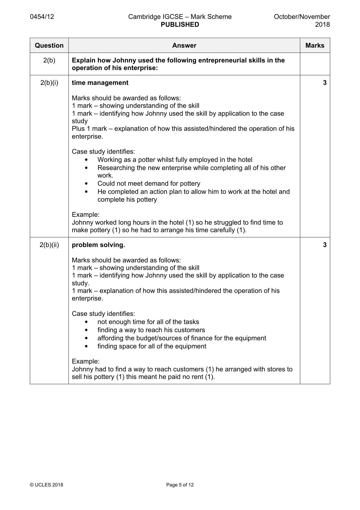 Mark scheme, page 5 of 12