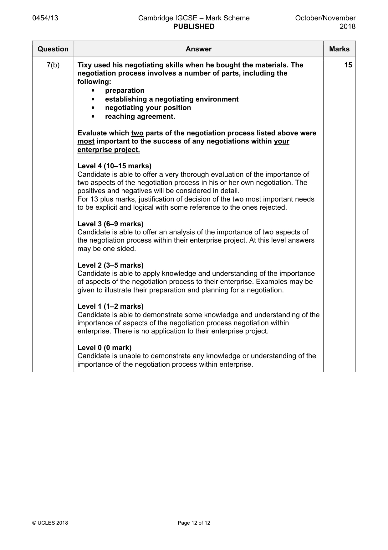Mark scheme, page 12 of 12