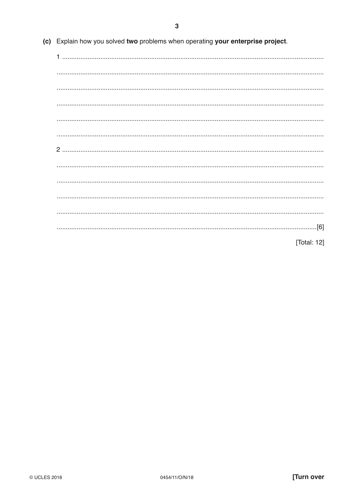 Cambridge IGCSE Enterprise 0454 2018 Oct/Nov Paper 1 · Variant 1 question paper, page 3 of 16