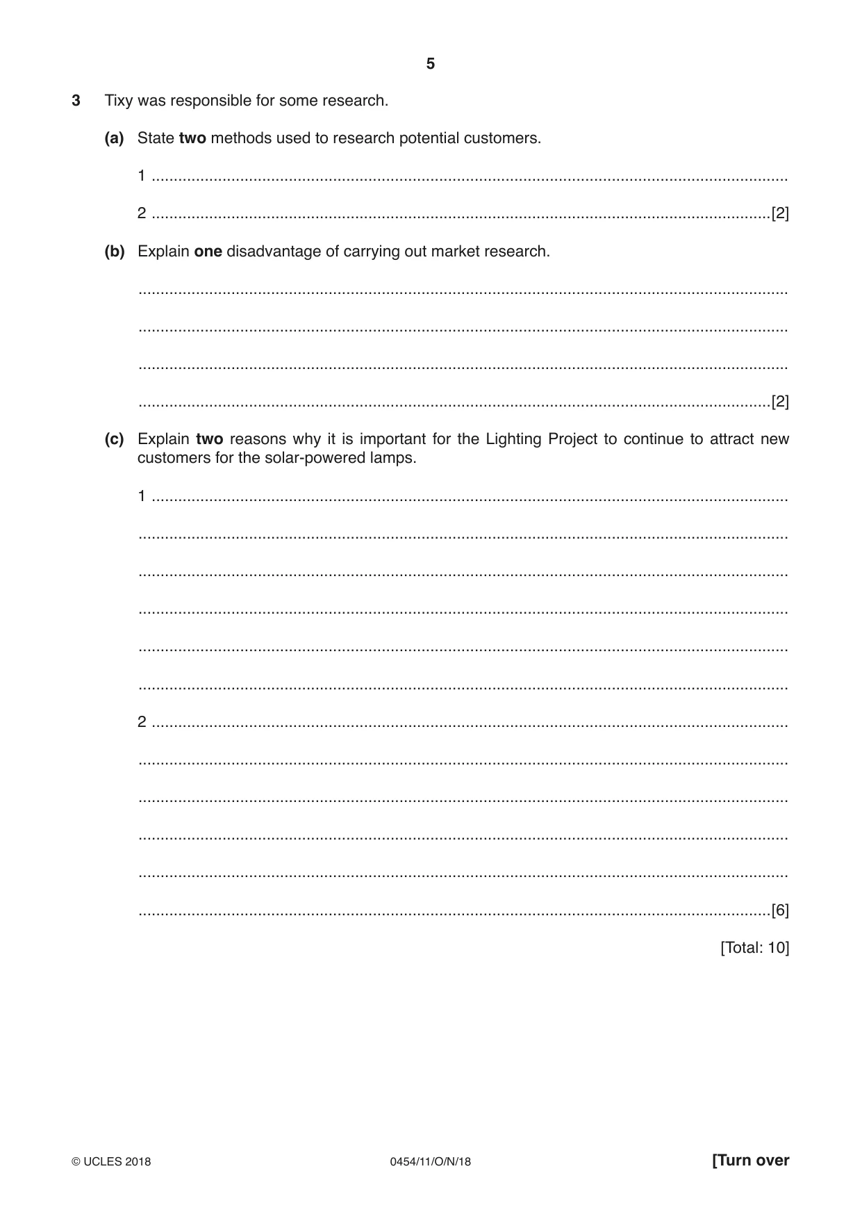 Cambridge IGCSE Enterprise 0454 2018 Oct/Nov Paper 1 · Variant 1 question paper, page 5 of 16