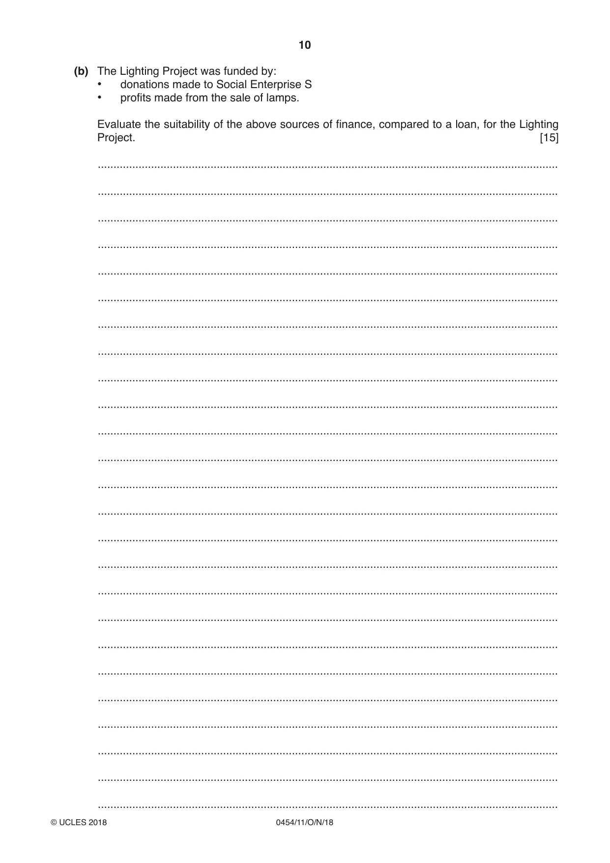 Cambridge IGCSE Enterprise 0454 2018 Oct/Nov Paper 1 · Variant 1 question paper, page 10 of 16