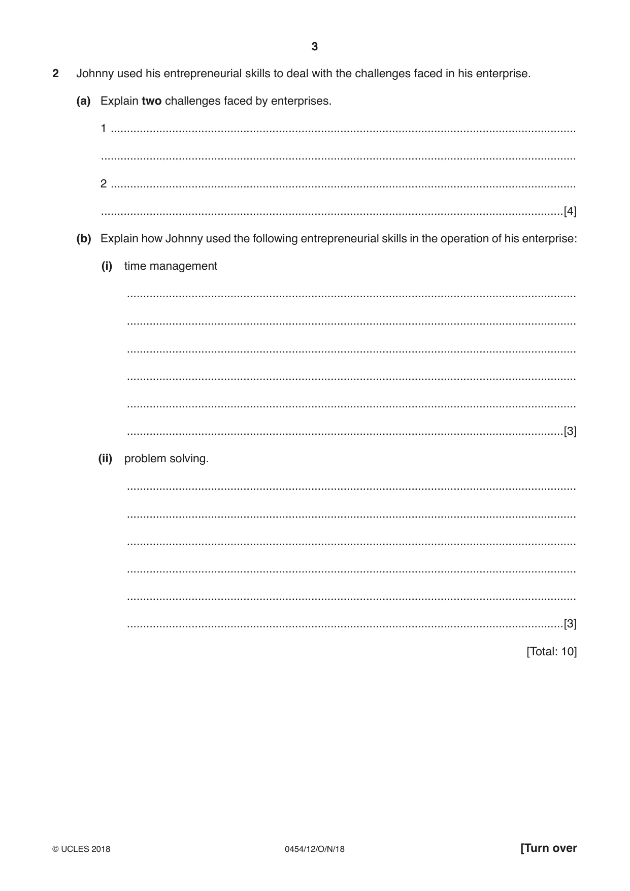 Cambridge IGCSE Enterprise 0454 2018 Oct/Nov Paper 1 · Variant 2 question paper, page 3 of 16