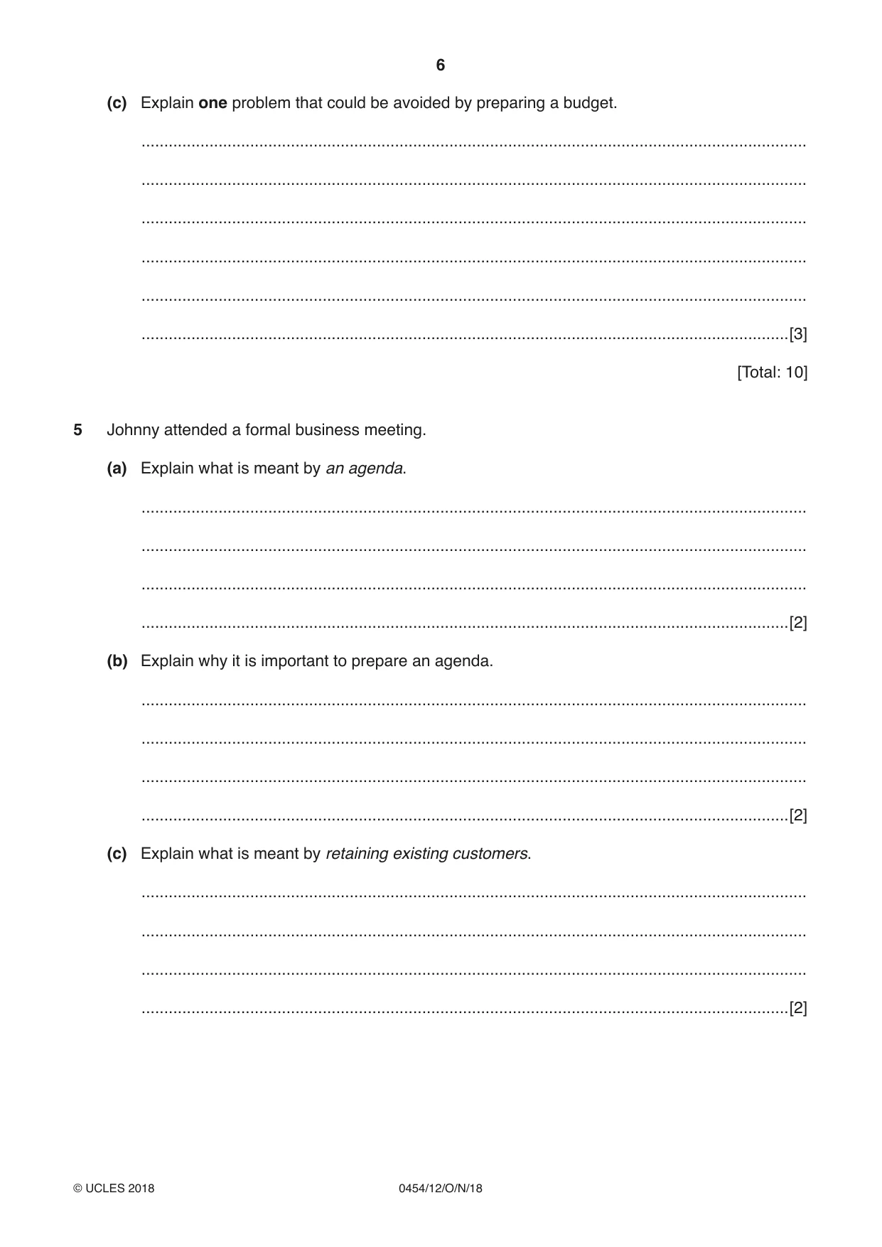 Cambridge IGCSE Enterprise 0454 2018 Oct/Nov Paper 1 · Variant 2 question paper, page 6 of 16