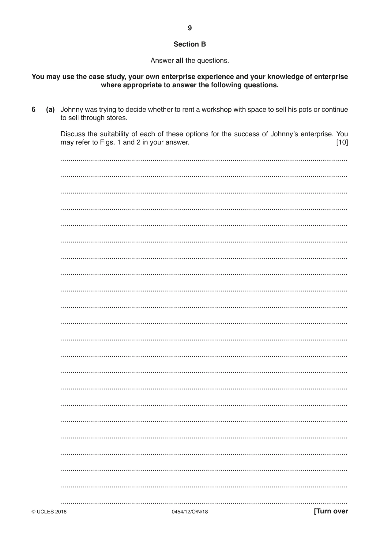 Cambridge IGCSE Enterprise 0454 2018 Oct/Nov Paper 1 · Variant 2 question paper, page 9 of 16