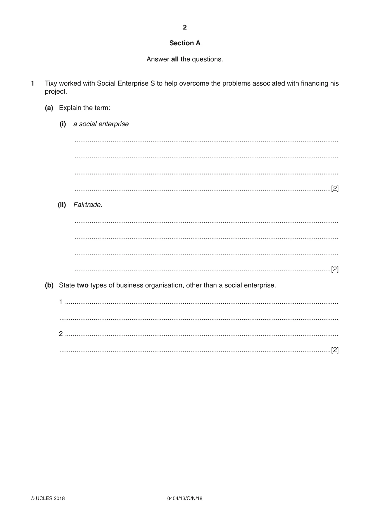 Cambridge IGCSE Enterprise 0454 2018 Oct/Nov Paper 1 · Variant 3 question paper, page 2 of 16
