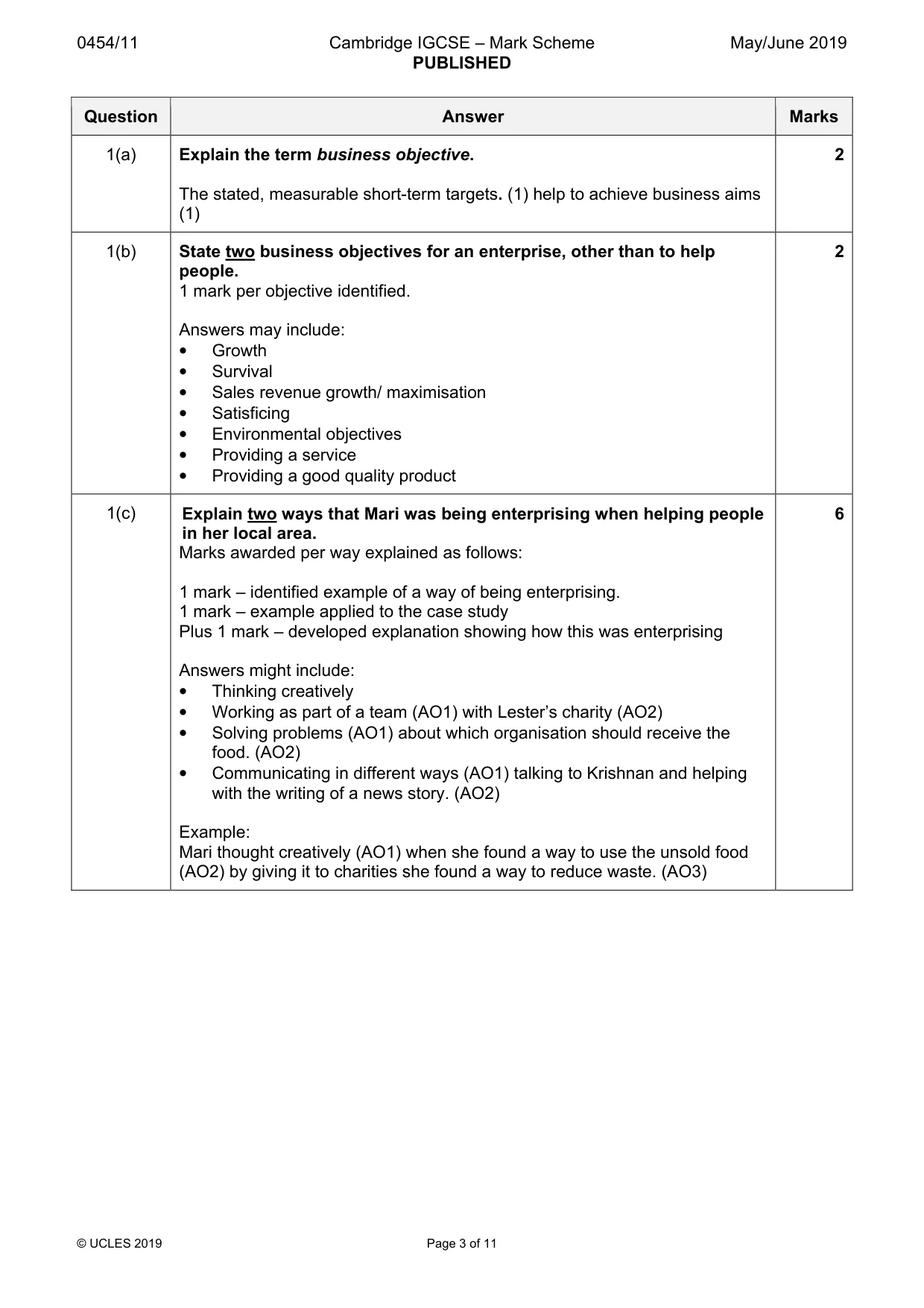Mark scheme, page 3 of 11