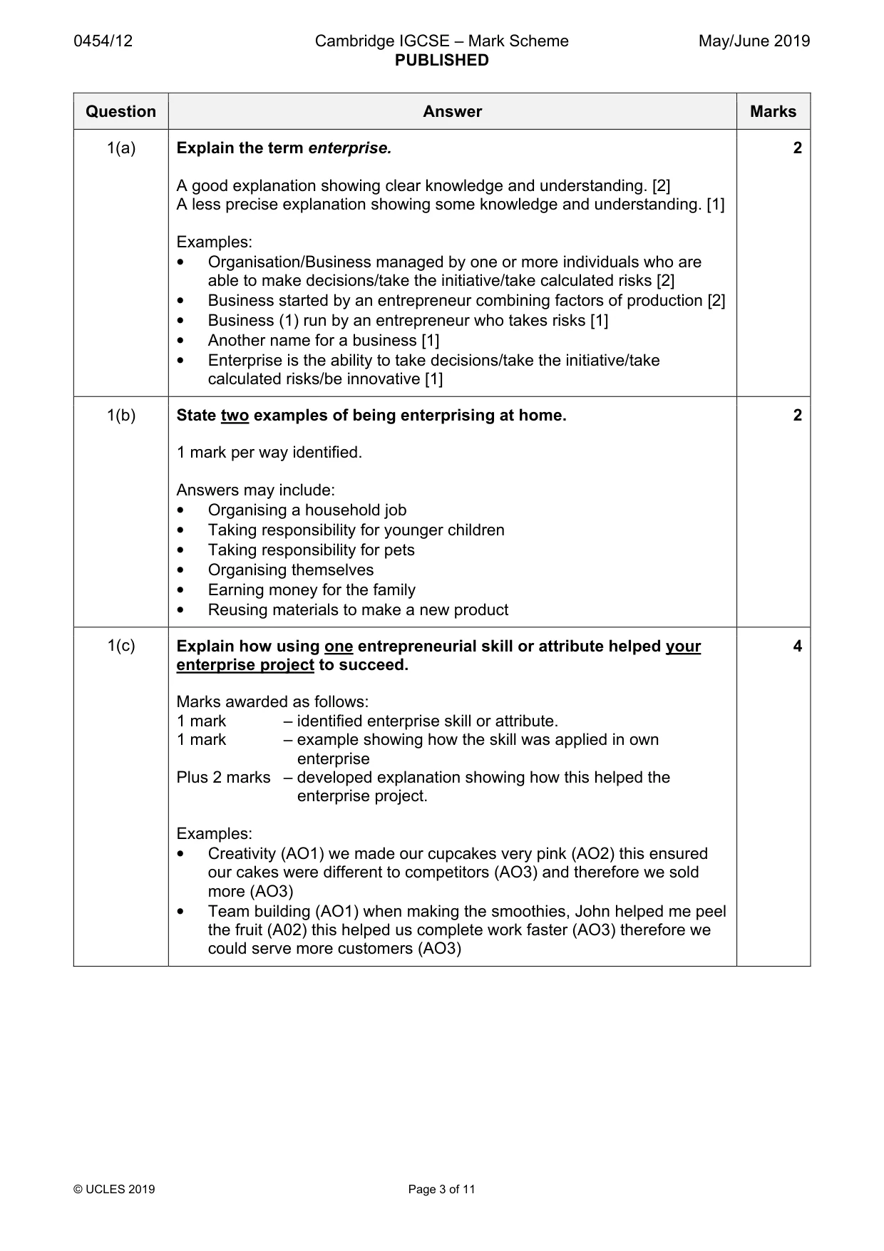 Mark scheme, page 3 of 11