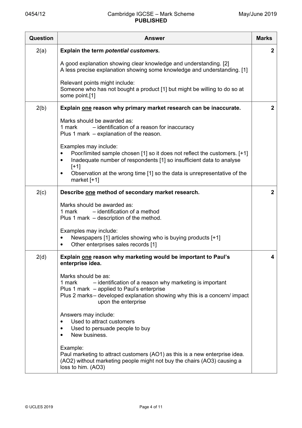Mark scheme, page 4 of 11