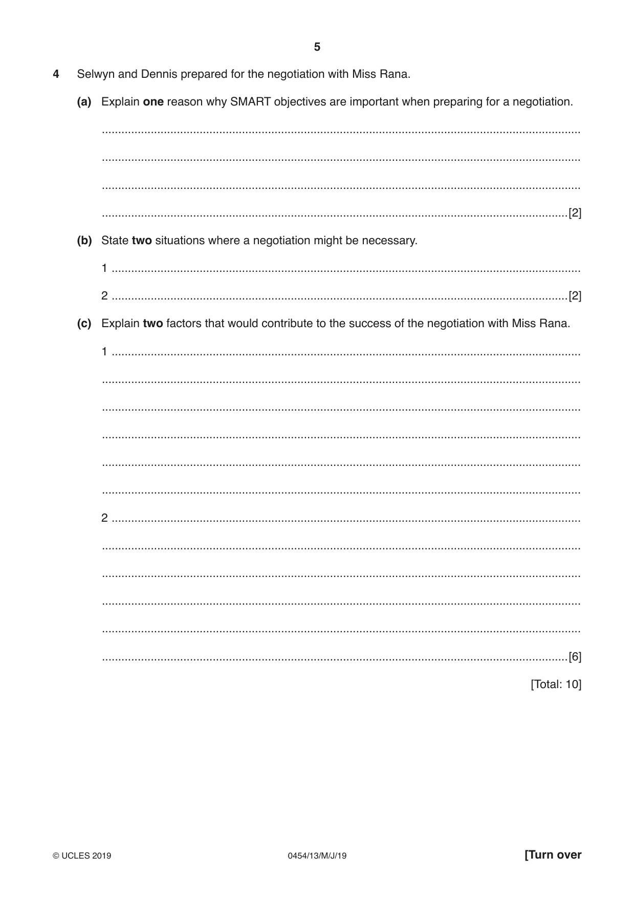 Cambridge IGCSE Enterprise 0454 2019 May/June Paper 1 · Variant 3 question paper, page 5 of 16