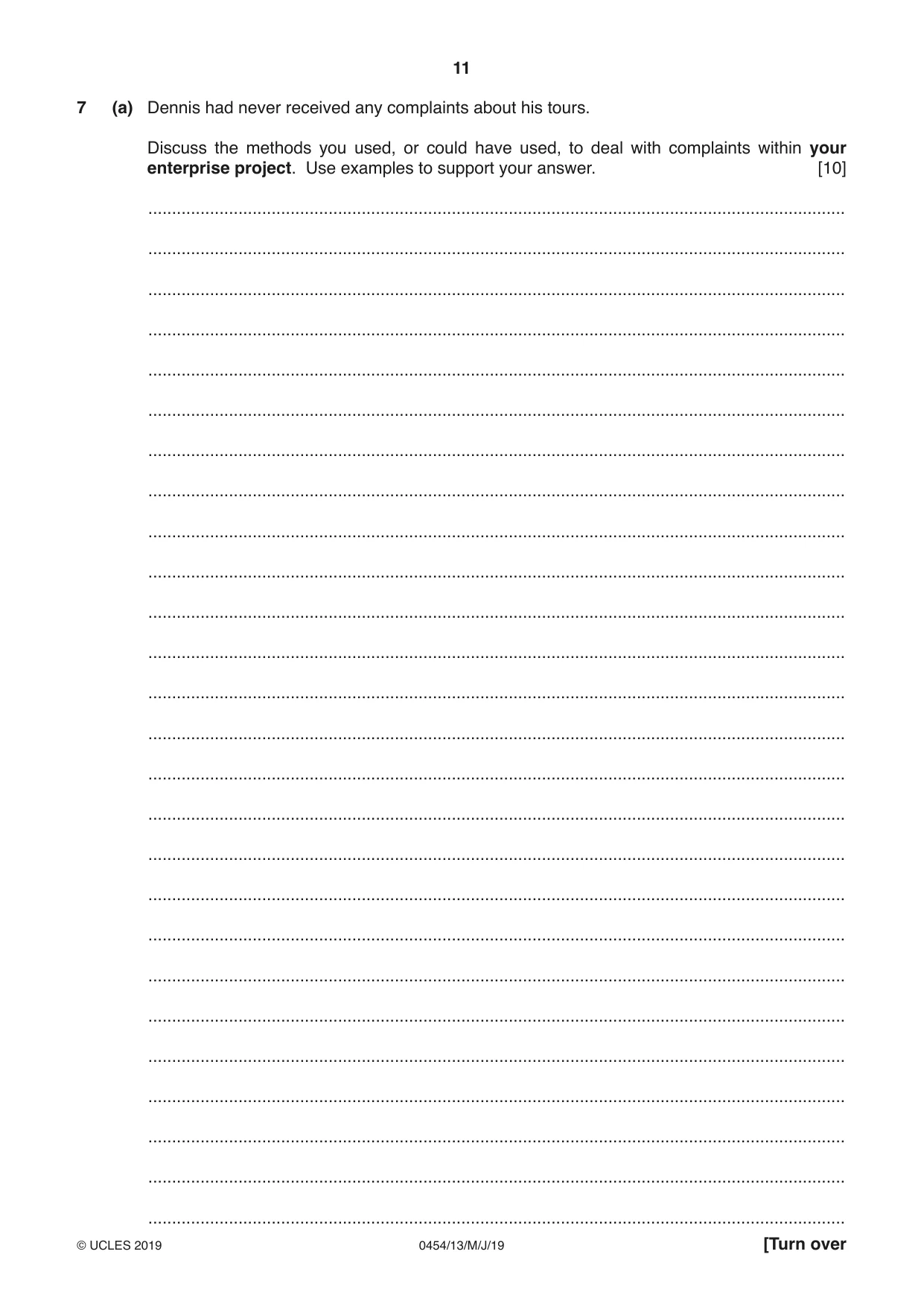 Cambridge IGCSE Enterprise 0454 2019 May/June Paper 1 · Variant 3 question paper, page 11 of 16