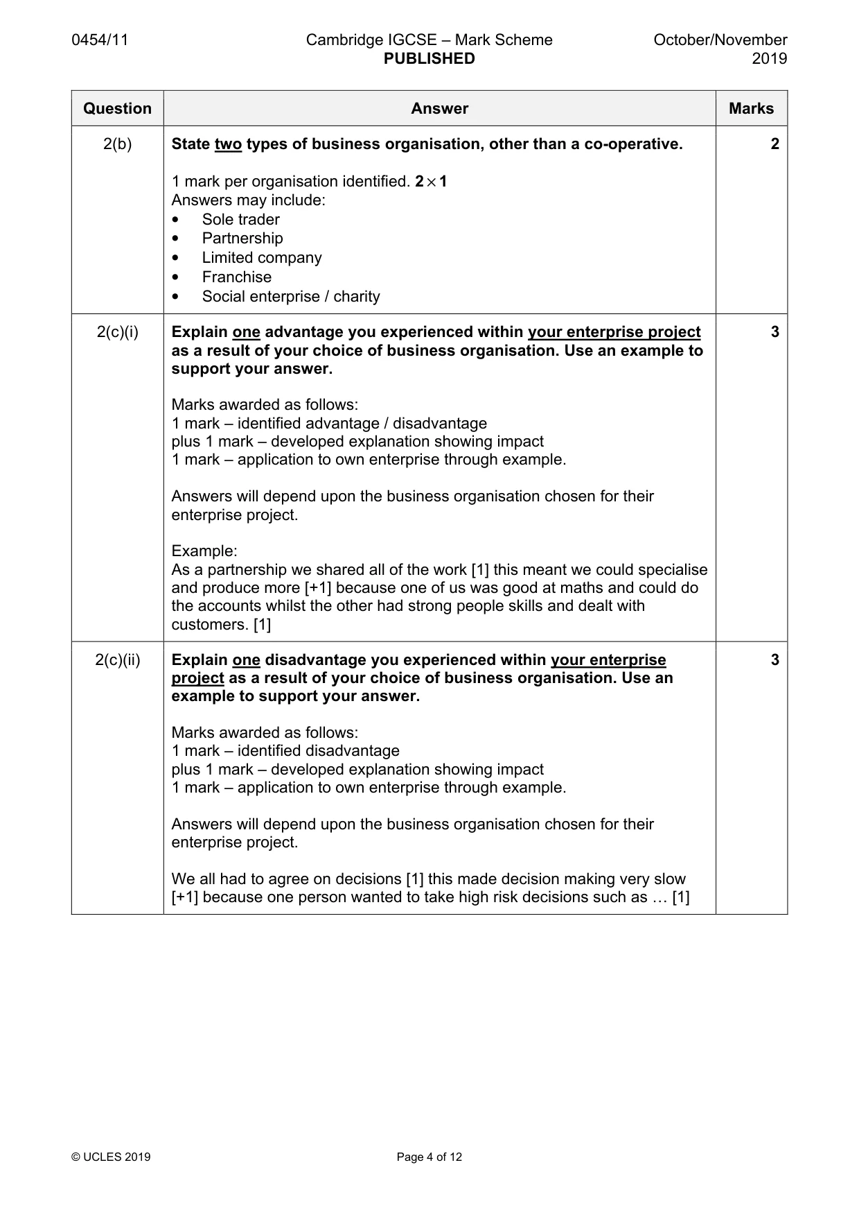 Mark scheme, page 4 of 12