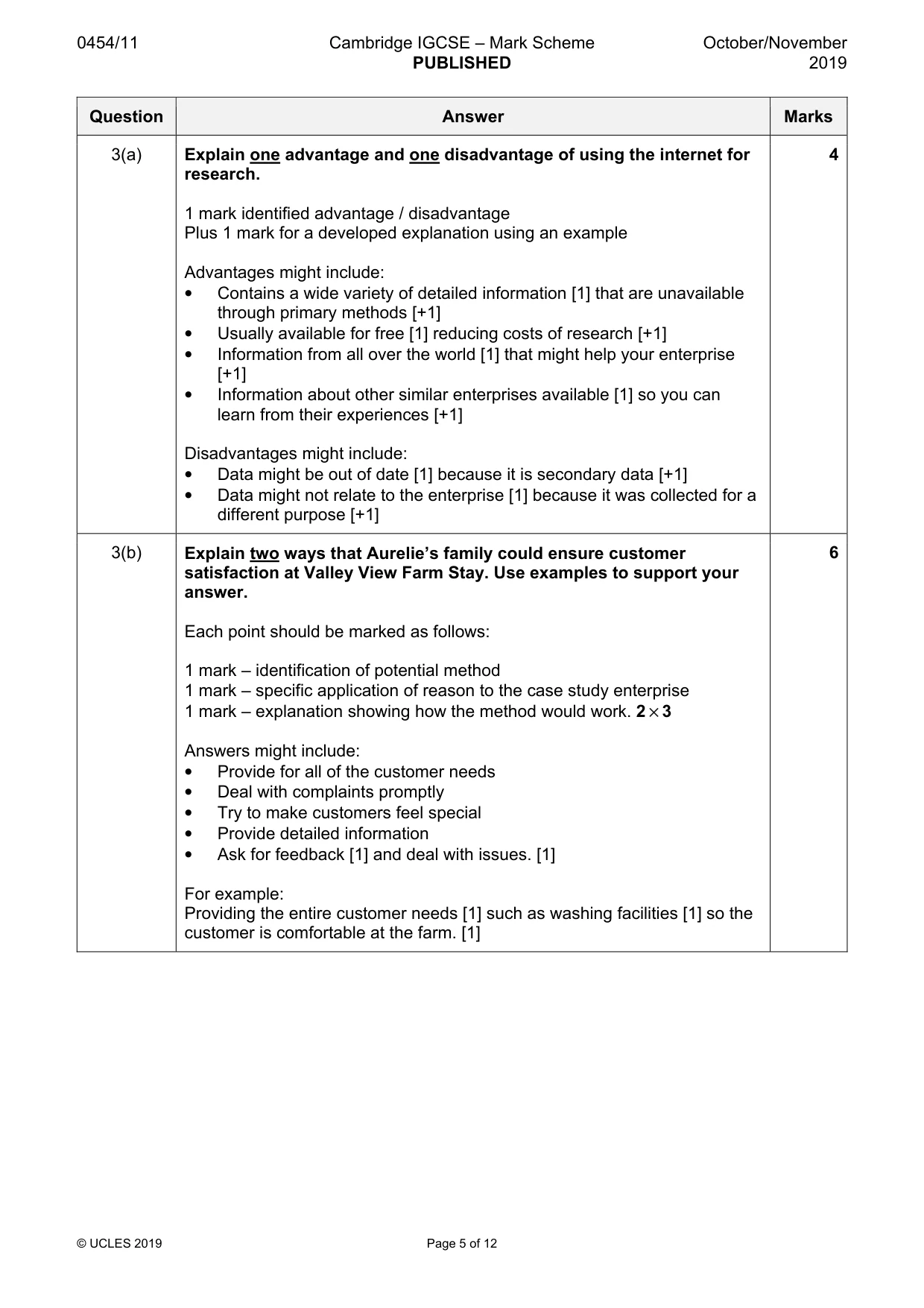 Mark scheme, page 5 of 12