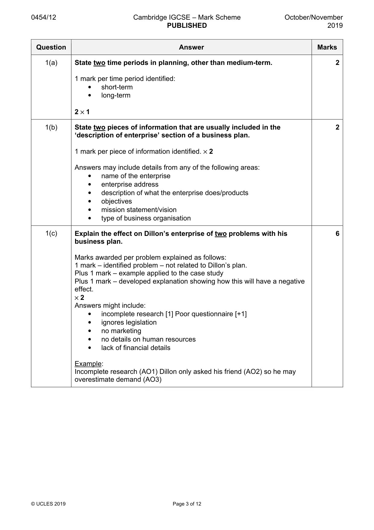 Mark scheme, page 3 of 12