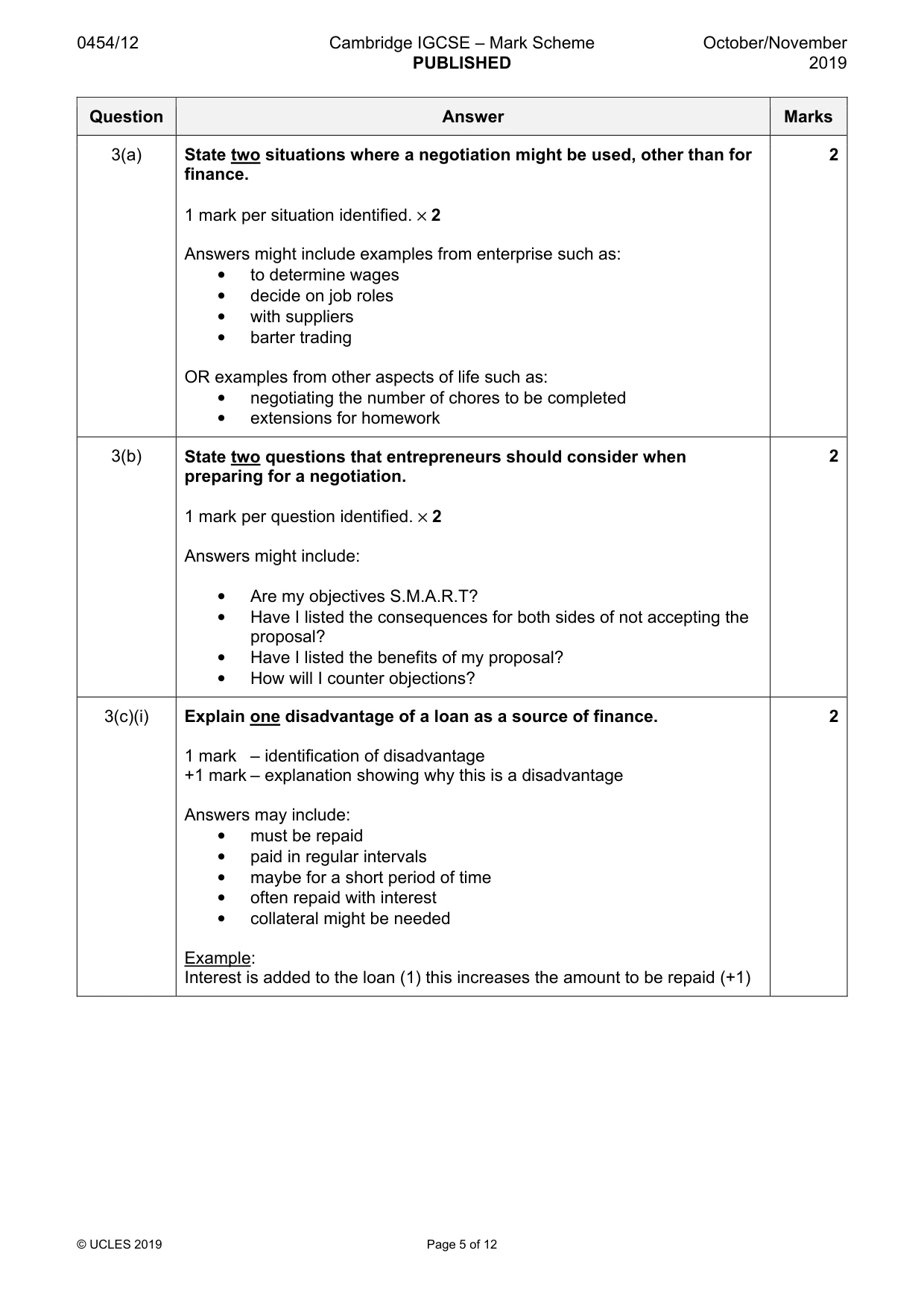 Mark scheme, page 5 of 12