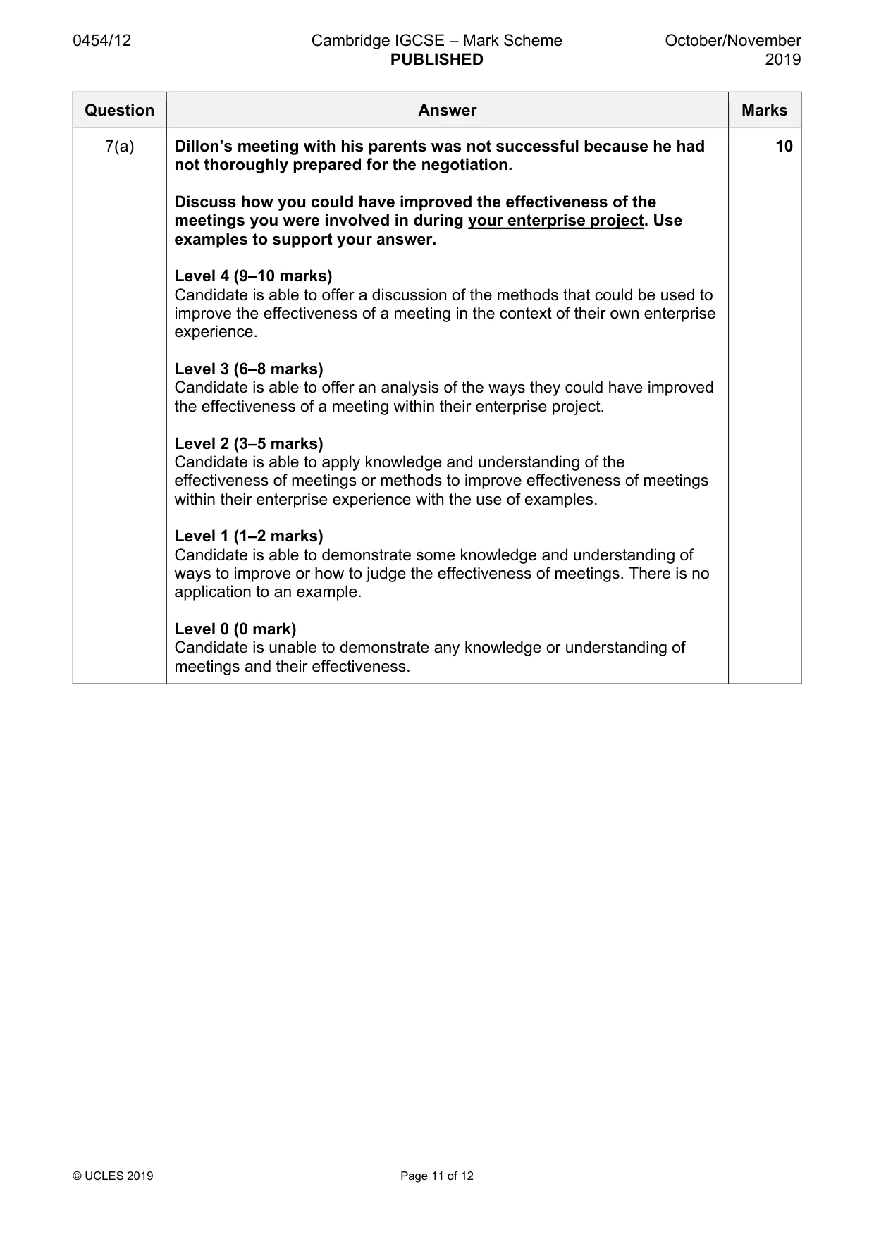 Mark scheme, page 11 of 12