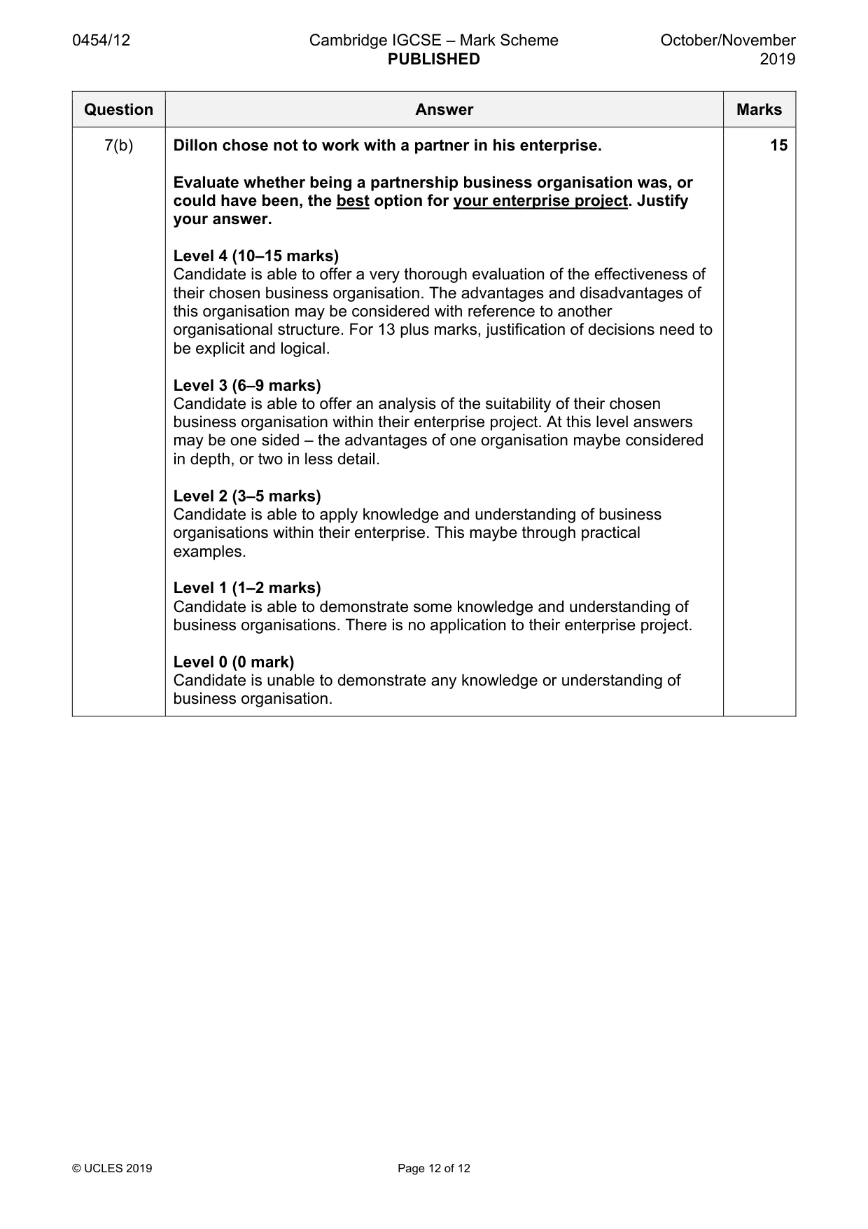 Mark scheme, page 12 of 12