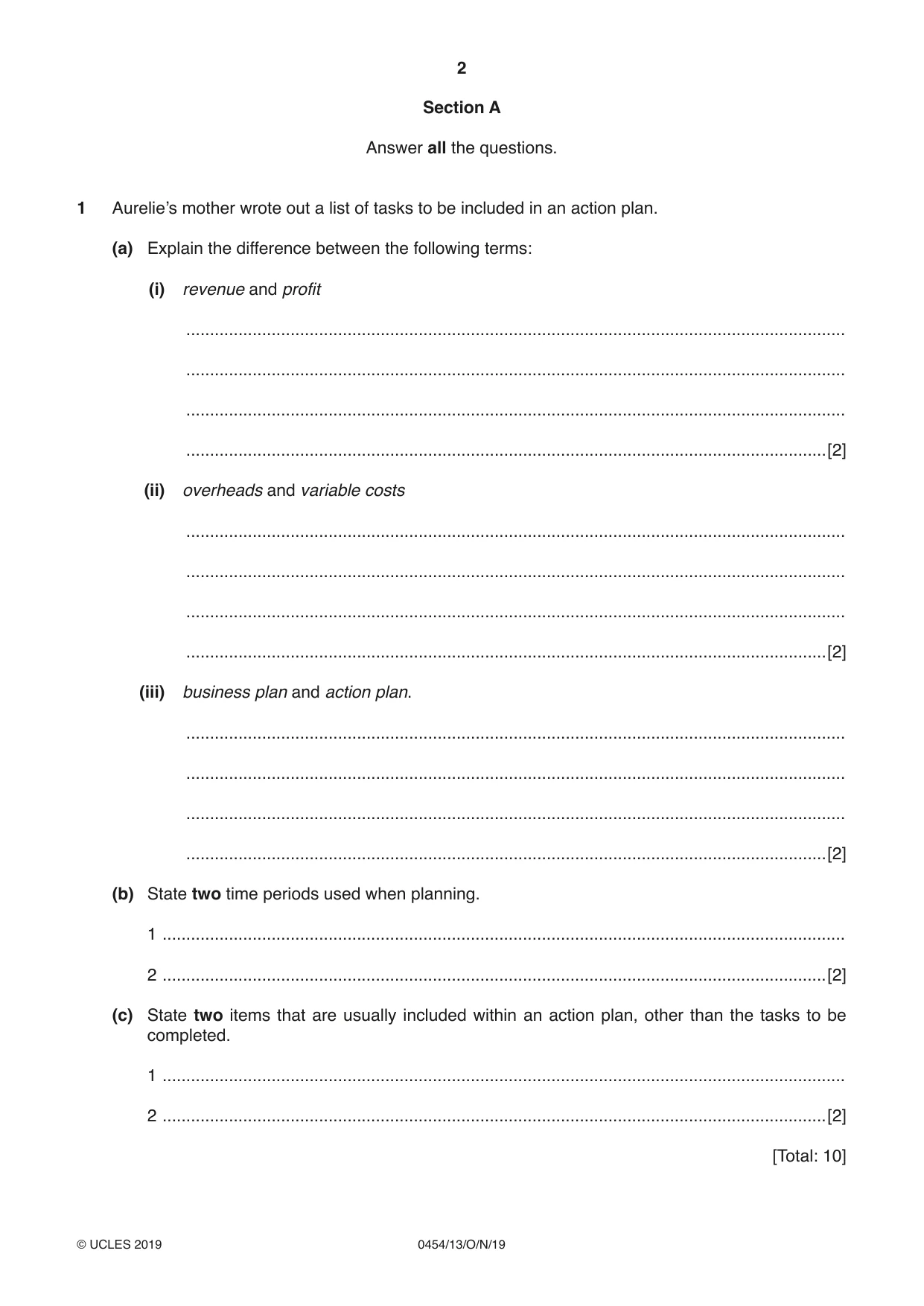 Cambridge IGCSE Enterprise 0454 2019 Oct/Nov Paper 1 · Variant 3 question paper, page 2 of 16